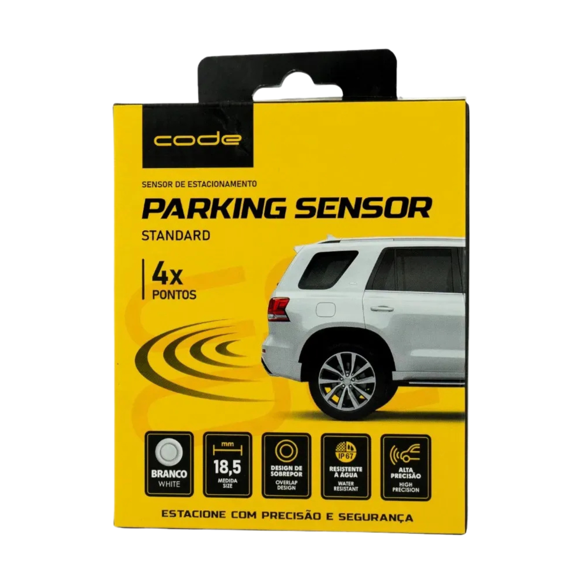 Sensor de Estacionamento Padrão 4 Pontas Branco com Visor Code Tech One - KC-E-6480