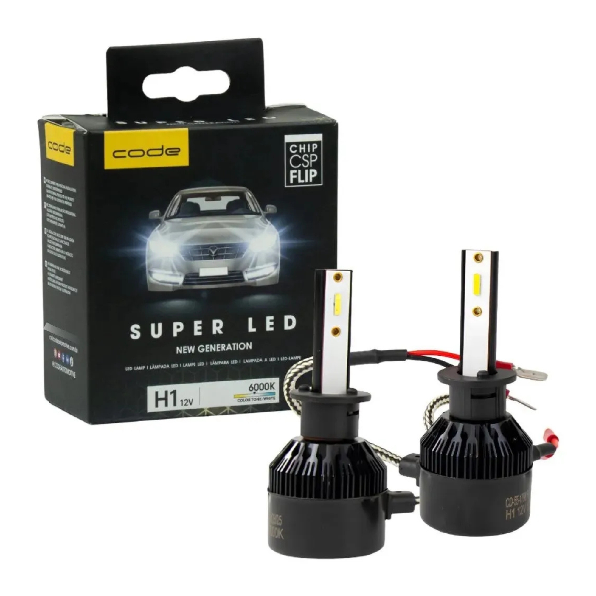 Lâmpada Automotiva Led Chip CSP 12V 6000K H1 com 2 unidades Code Tech One - KC-F-6115