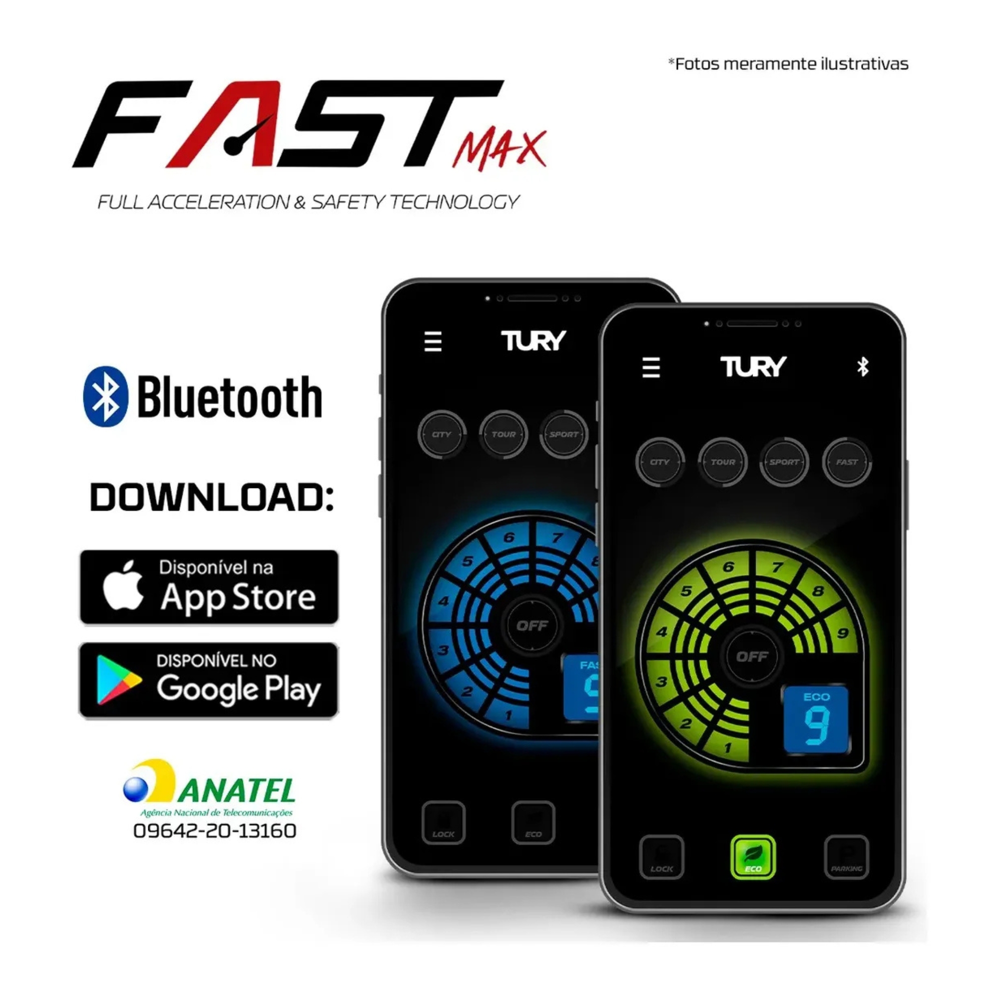 Módulo de Performance + Segurança compatível c/ Ram/Ka/Focus/Ecosport/Charger Tury - FAST_MAX_5.0F