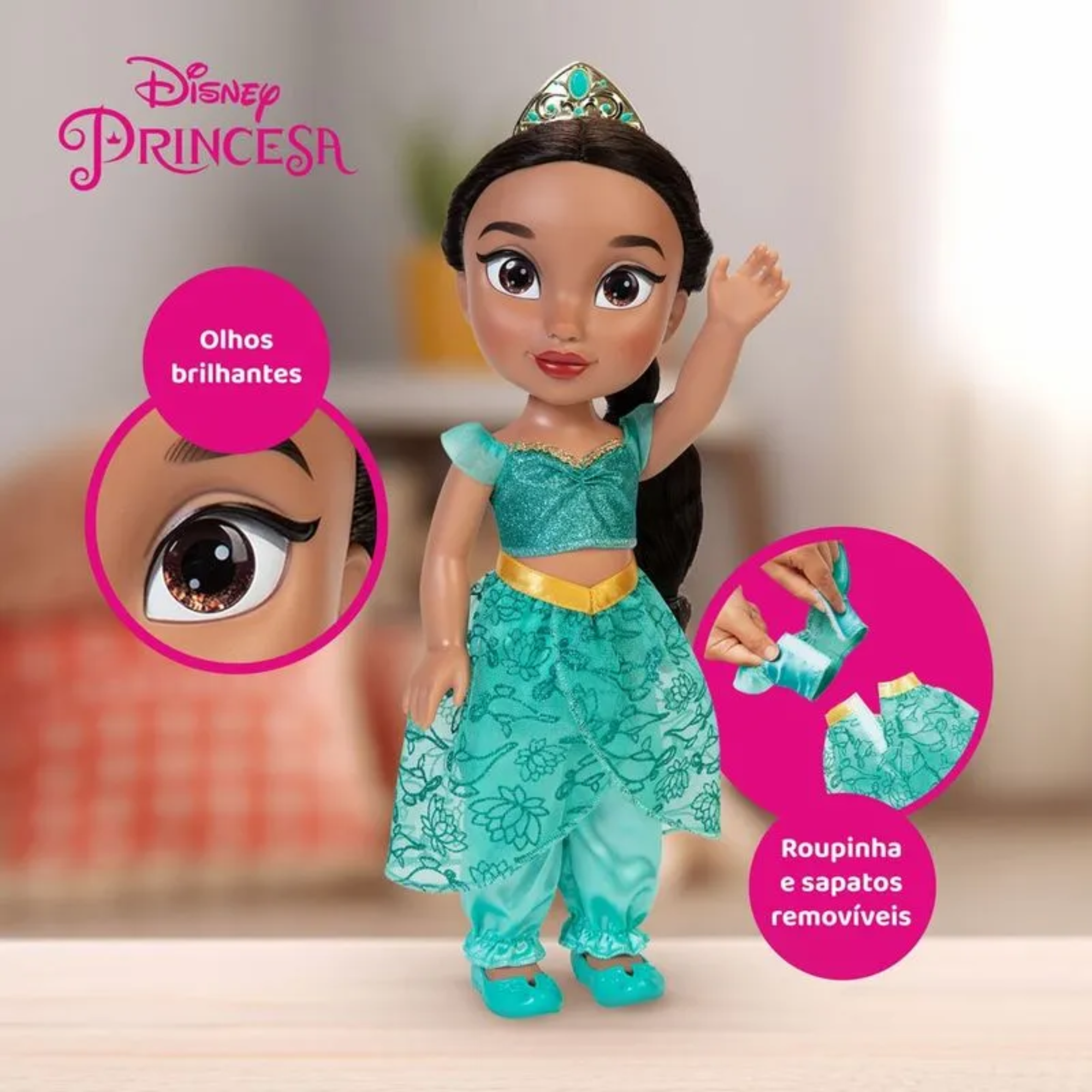 Boneca Infantil Princesa Disney Jasmine Articulada 38cm Multikids - BR2333