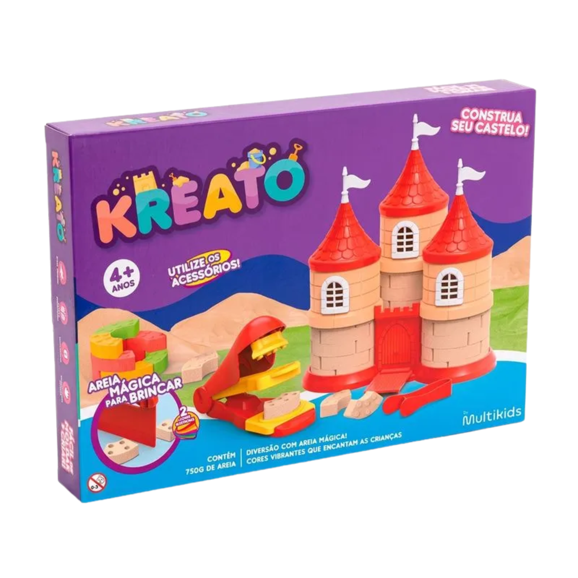 Kit Areia Mágica Castelo Kreato Infantil com 18 Acessórios Multikids - BR2792
