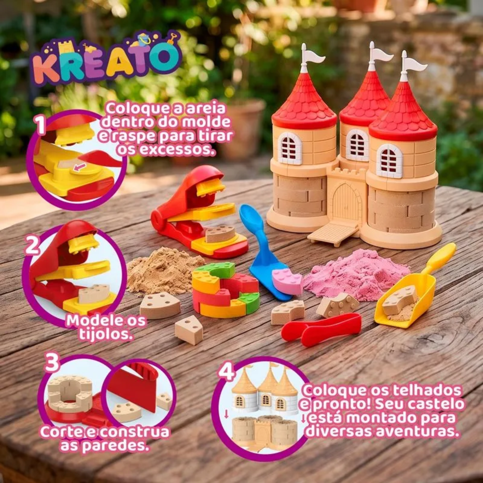 Kit Areia Mágica Castelo Kreato Infantil com 18 Acessórios Multikids - BR2792