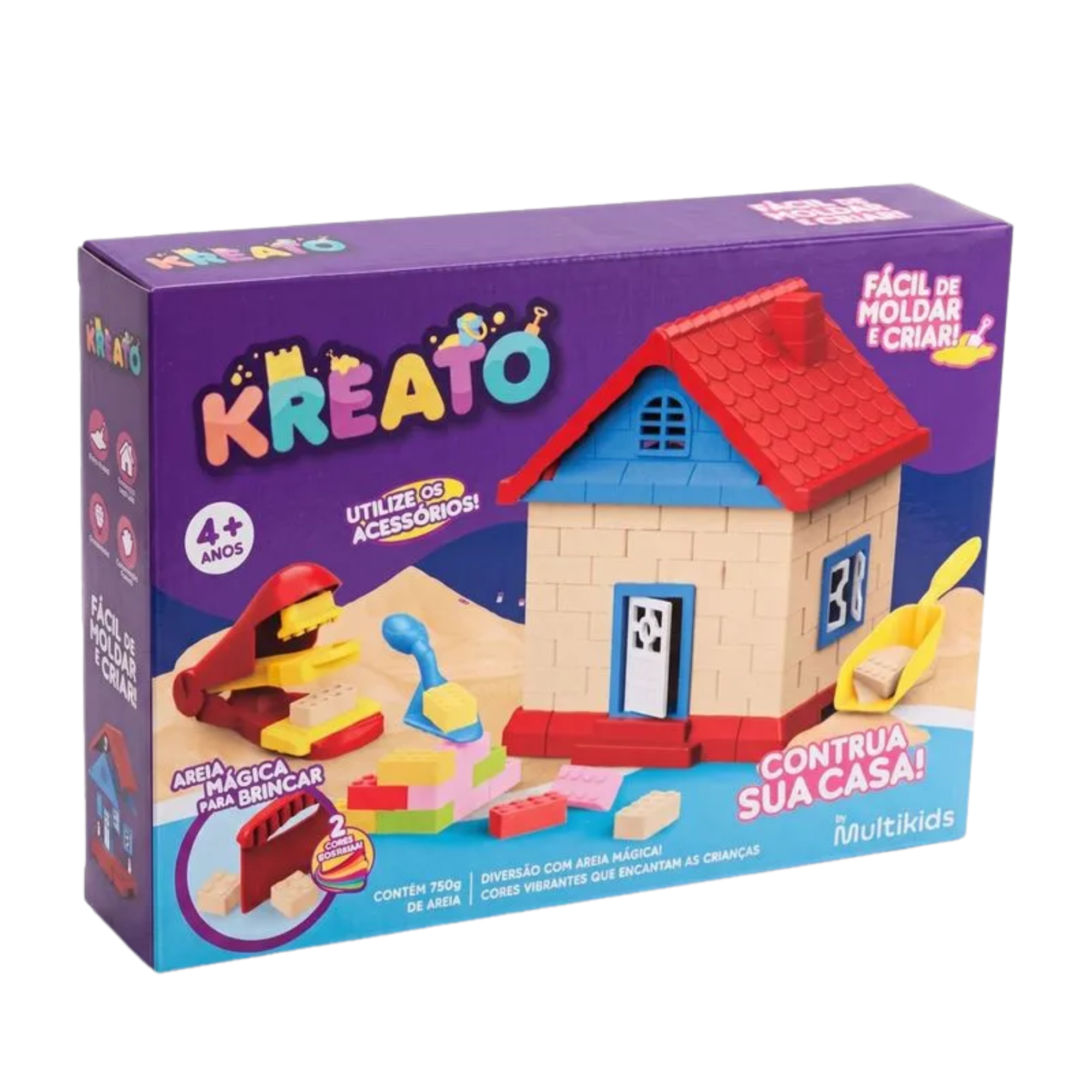 Kit Areia Mágica Castelo Kreato Infantil com 13 Acessórios Multikids - BR2793