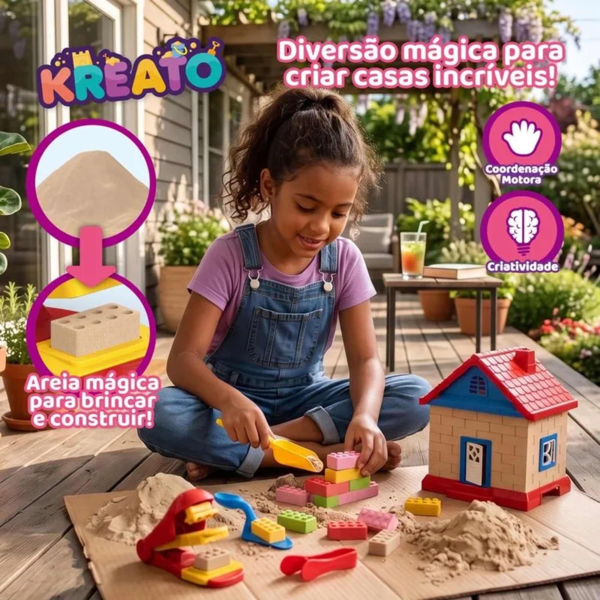 Kit Areia Mágica Castelo Kreato Infantil com 13 Acessórios Multikids - BR2793
