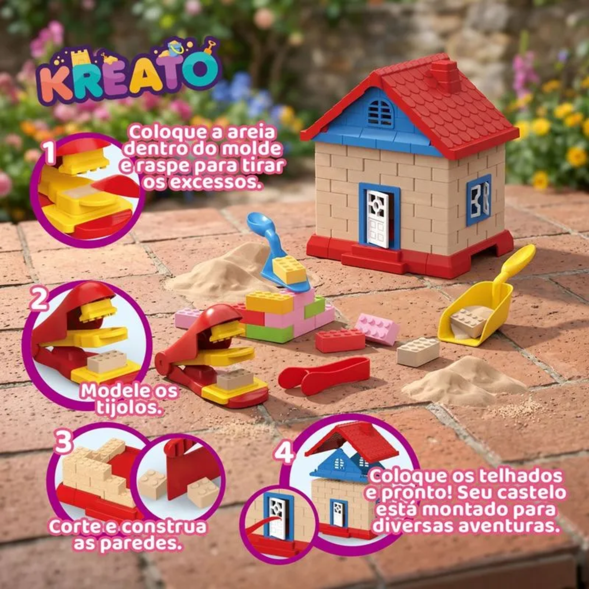 Kit Areia Mágica Castelo Kreato Infantil com 13 Acessórios Multikids - BR2793