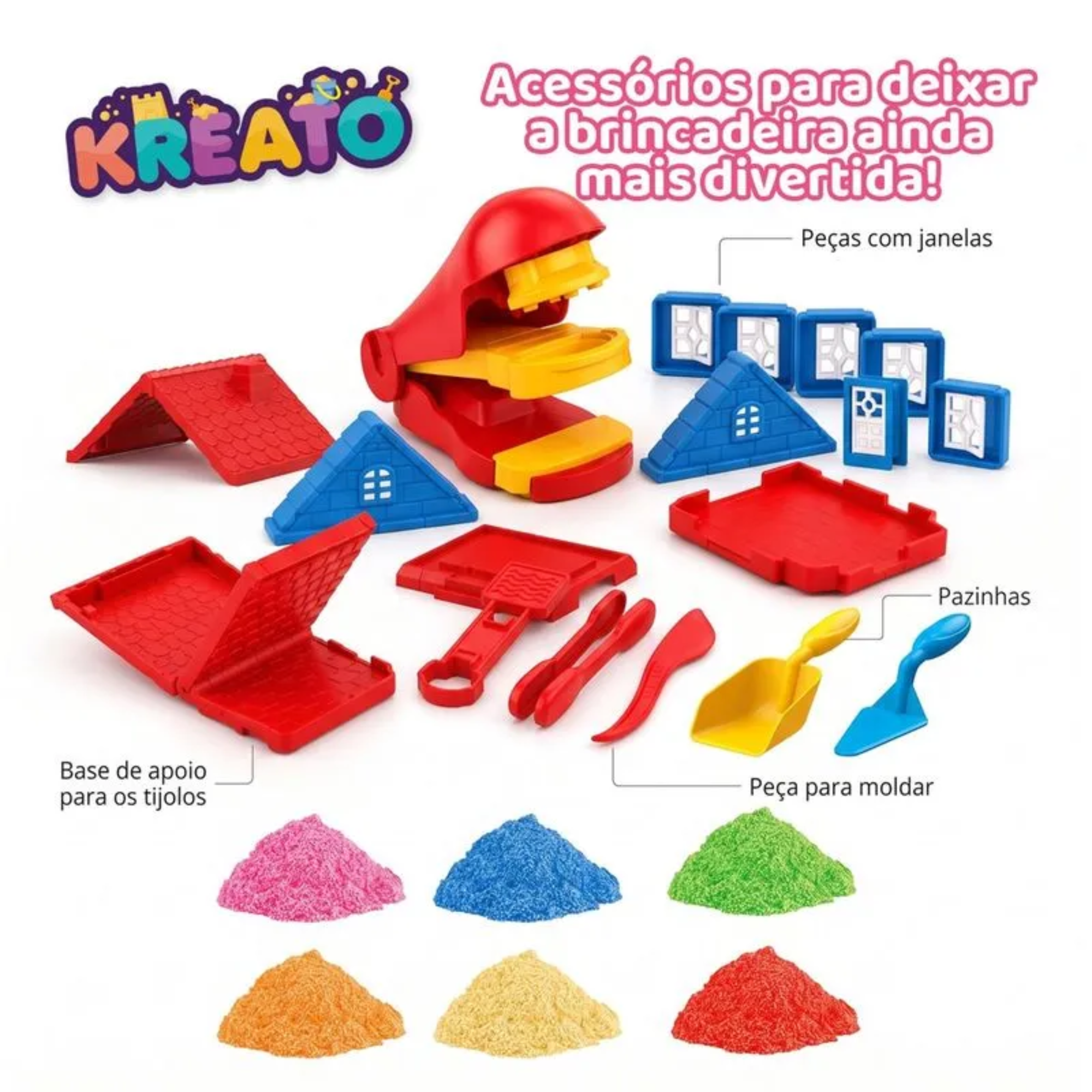 Kit Areia Mágica Castelo Kreato Infantil com 13 Acessórios Multikids - BR2793
