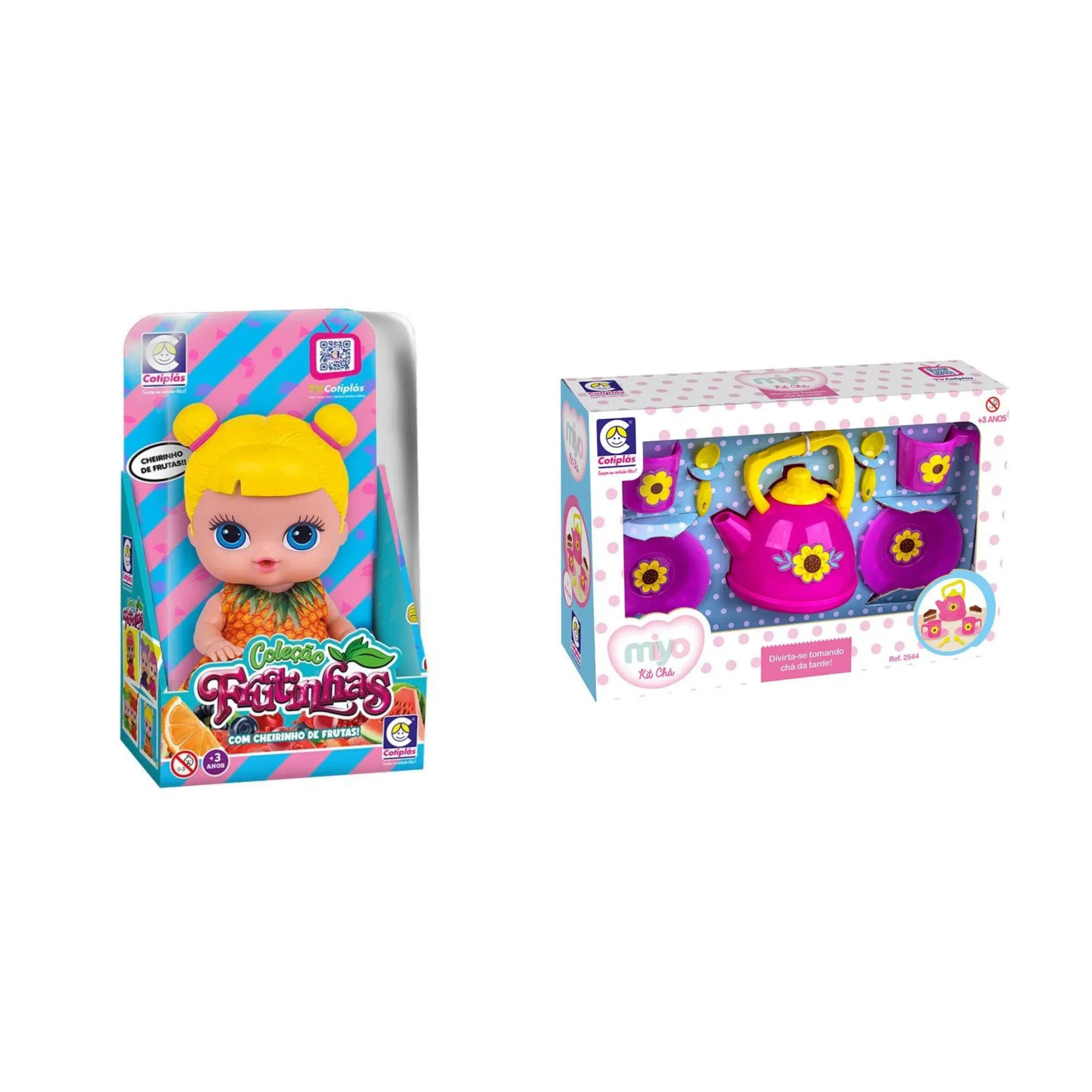 Kit Bonecas Frutinhas e Hora do Chá - Boneca + Kit Chá