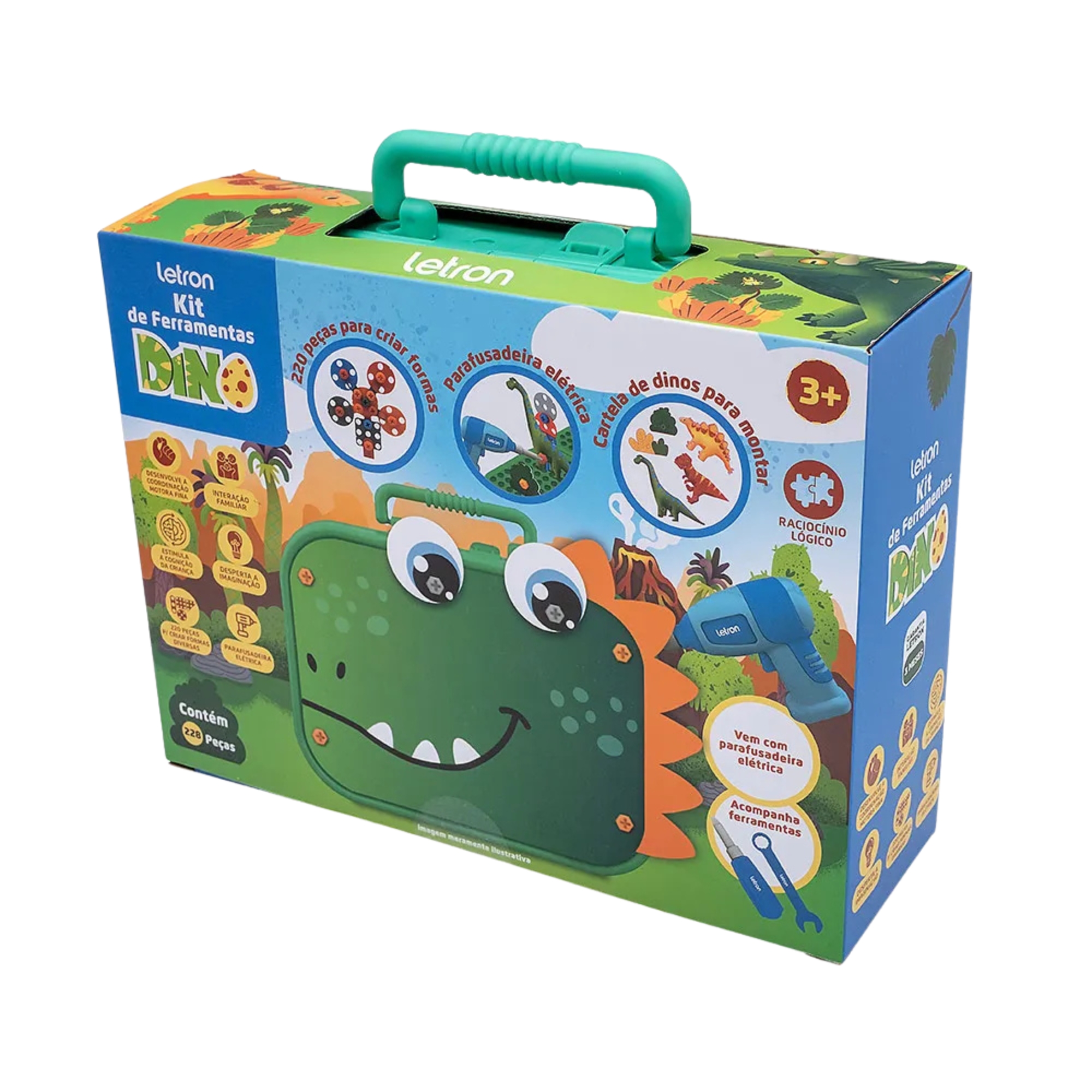 Kit de Ferramentas Dino Caixa c/ 228 peças Letron Leonora - 10502