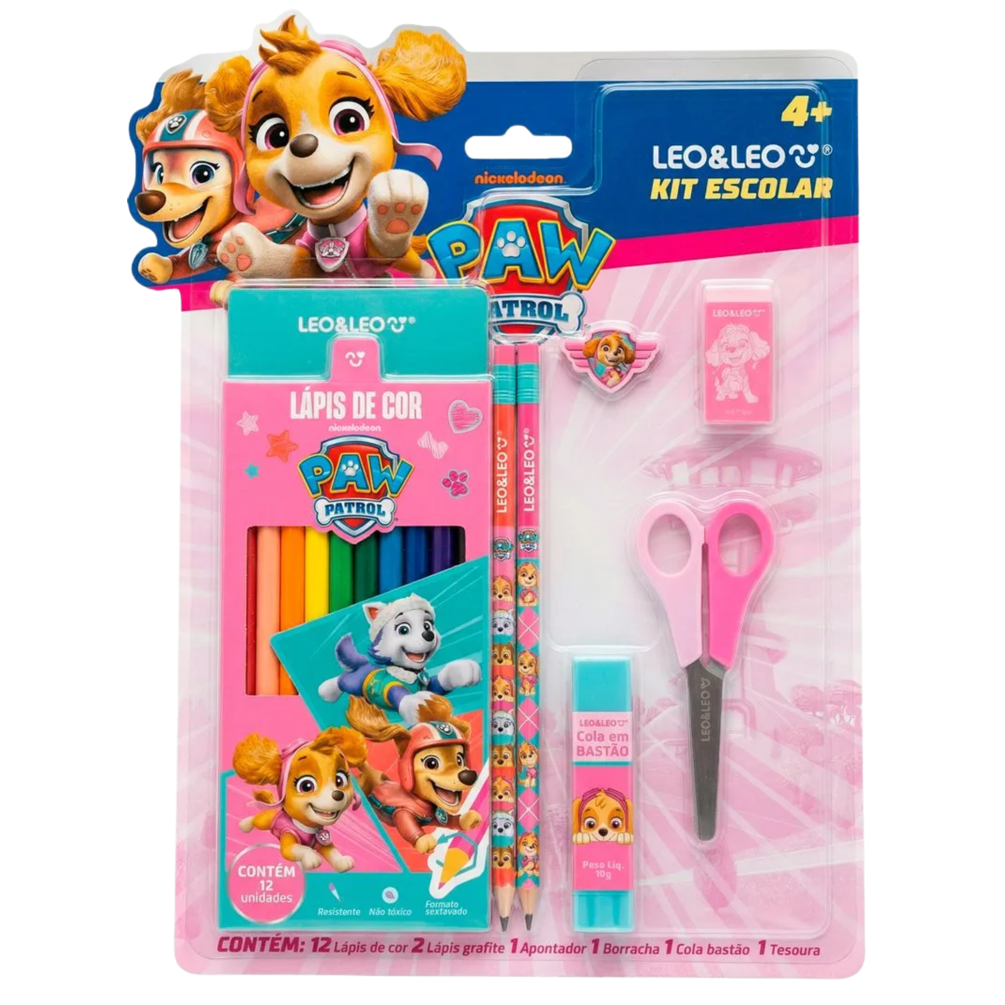 Kit Escolar Patrulha Canina 18 Itens Caixa c/6 Kits Leo&Leo Leonora - 10676