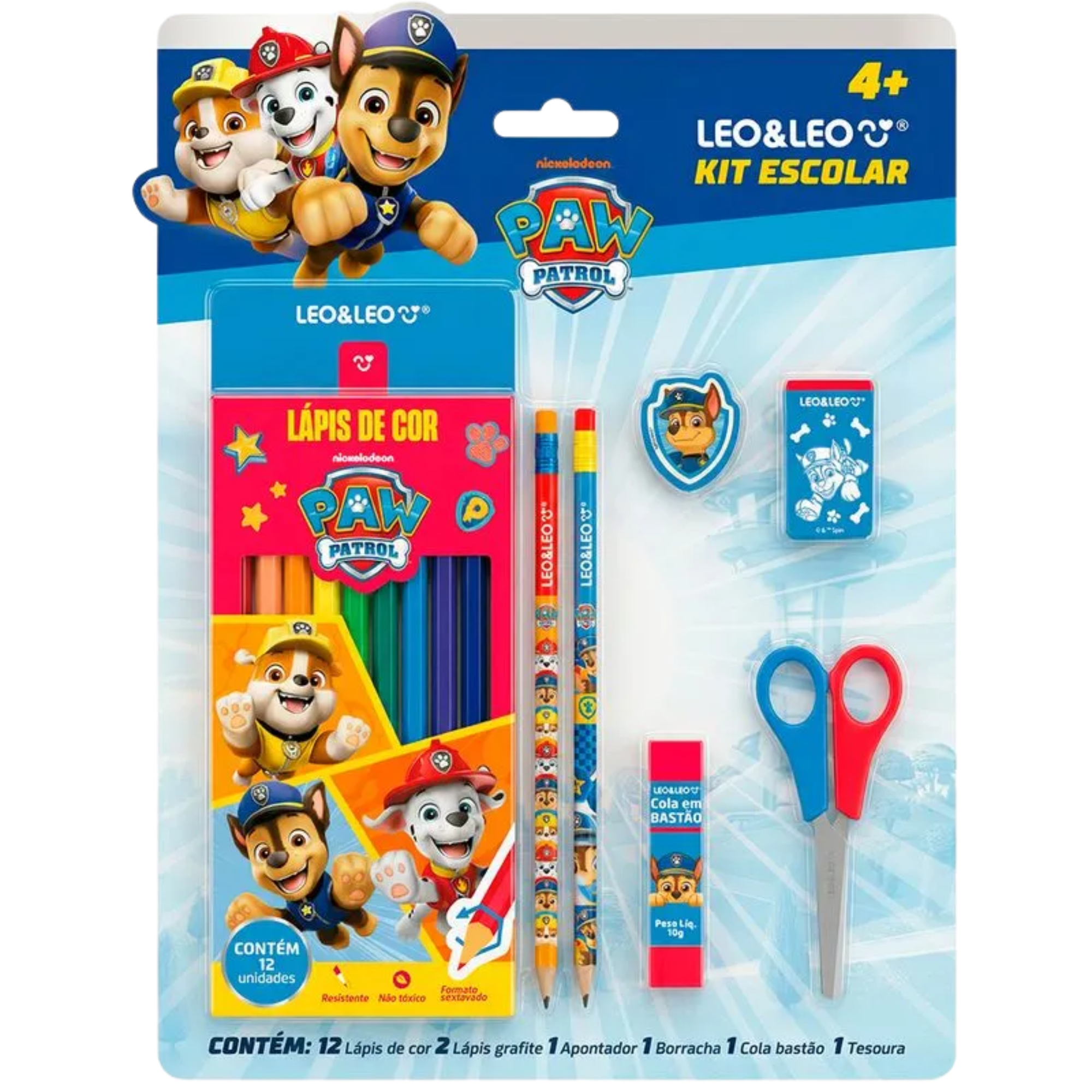 Kit Escolar Patrulha Canina 18 Itens Caixa c/6 Kits Leo&Leo Leonora - 10676