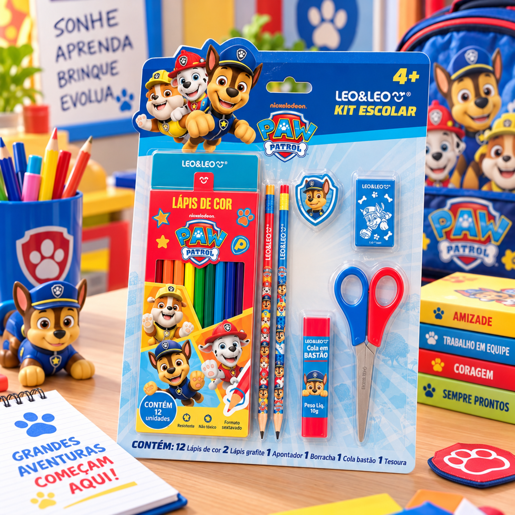Kit Escolar Patrulha Canina 18 Itens Caixa c/6 Kits Leo&Leo Leonora - 10676