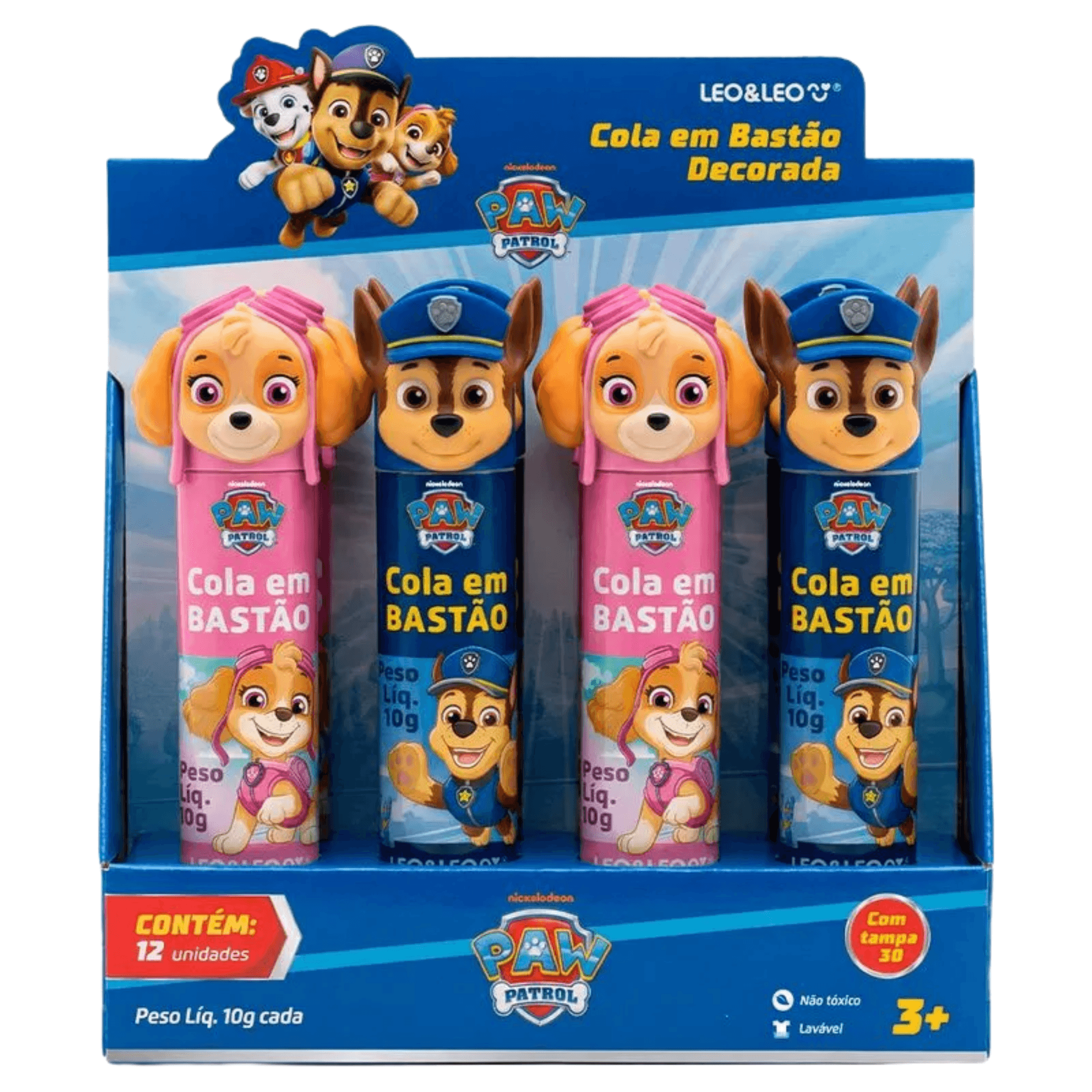 Cola em Bastão Decorada Patrulha Canina 10g Display c/12un Leo&Leo Leonora - 10712
