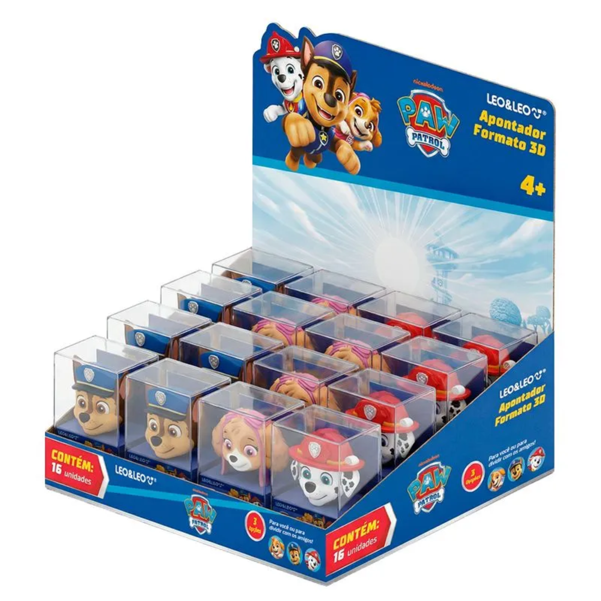 Apontador Formato 3D Patrulha Canina Sortido Display com 16 Unidades Leo&Leo Leonora - 10716