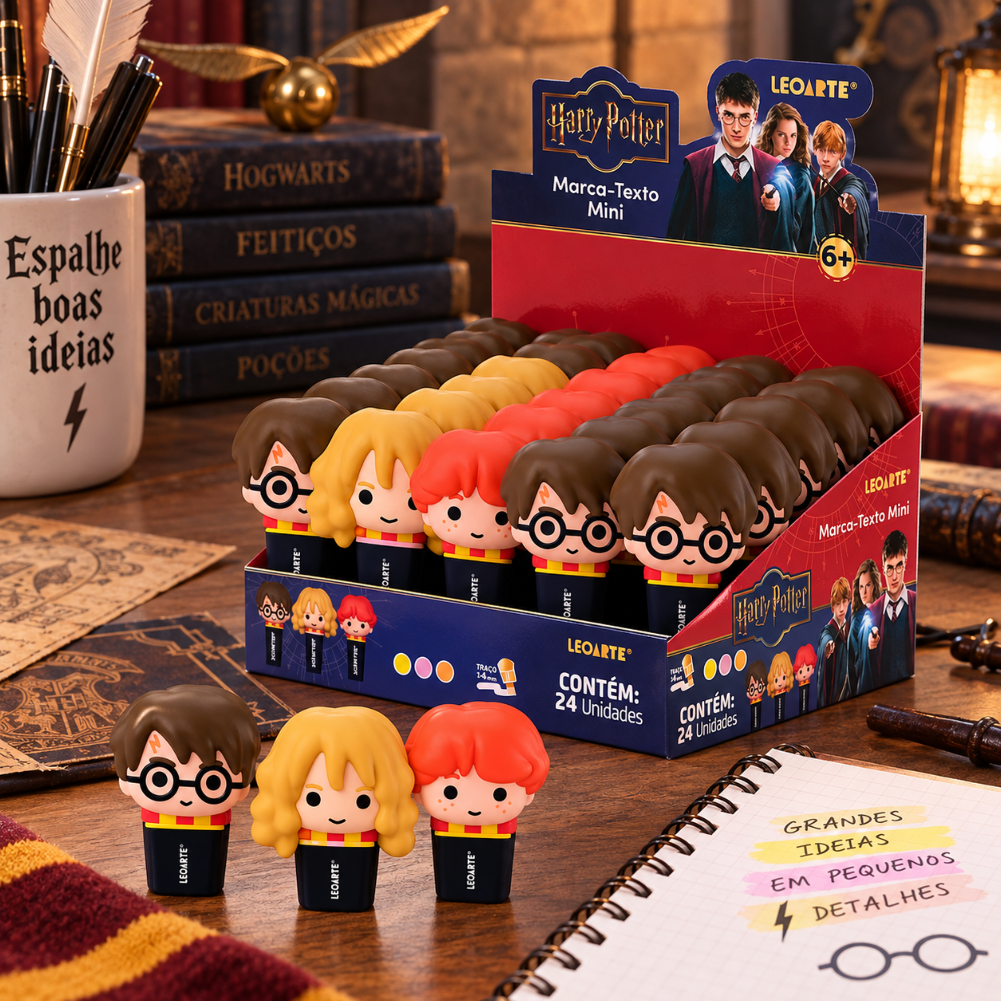 Marca Texto Mini 3D Harry Potter Display c/24un Leoarte Leonora - 10722