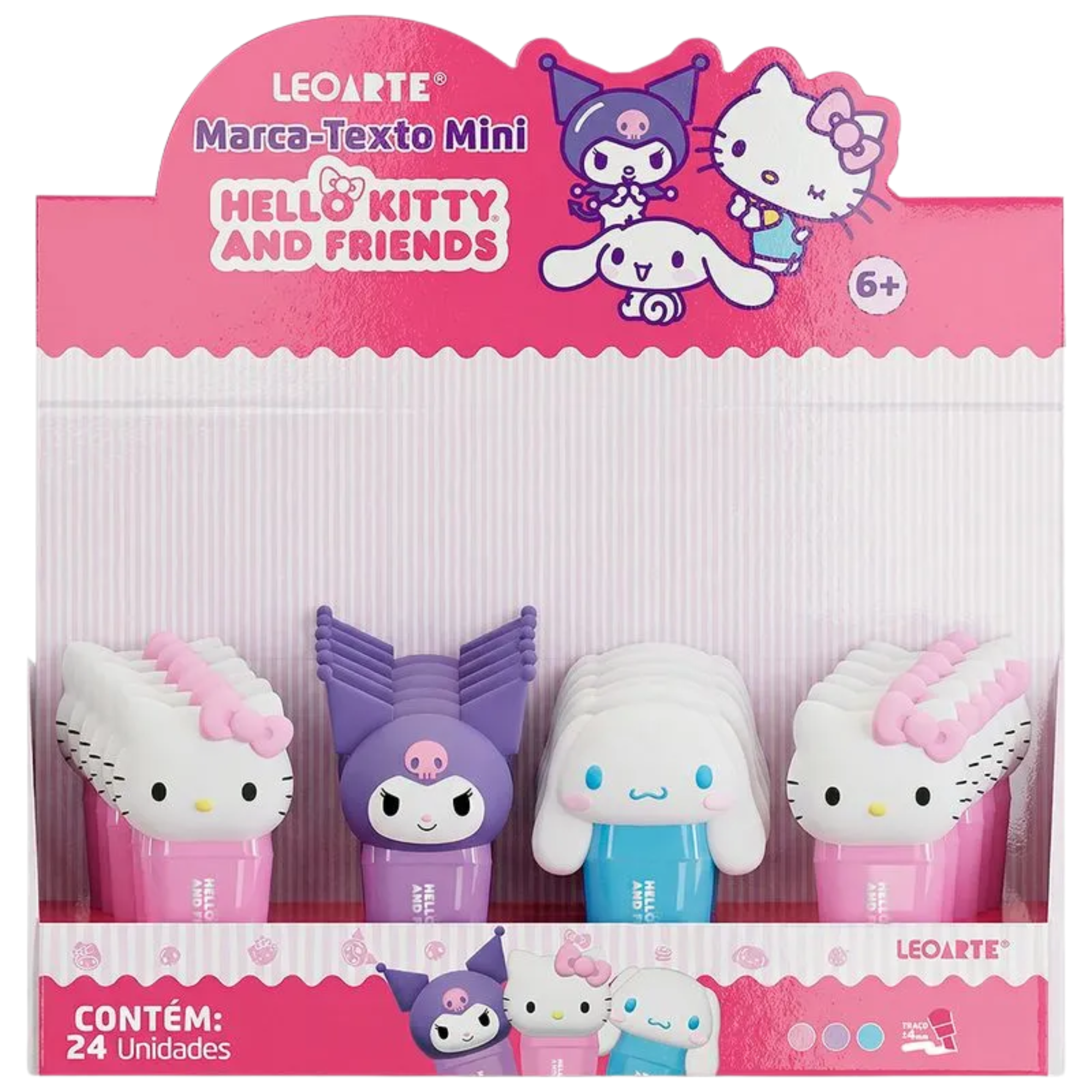 Marca Texto Mini 3D Hello Kitty e Amigos Display c/24un Leoarte Leonora - 10726