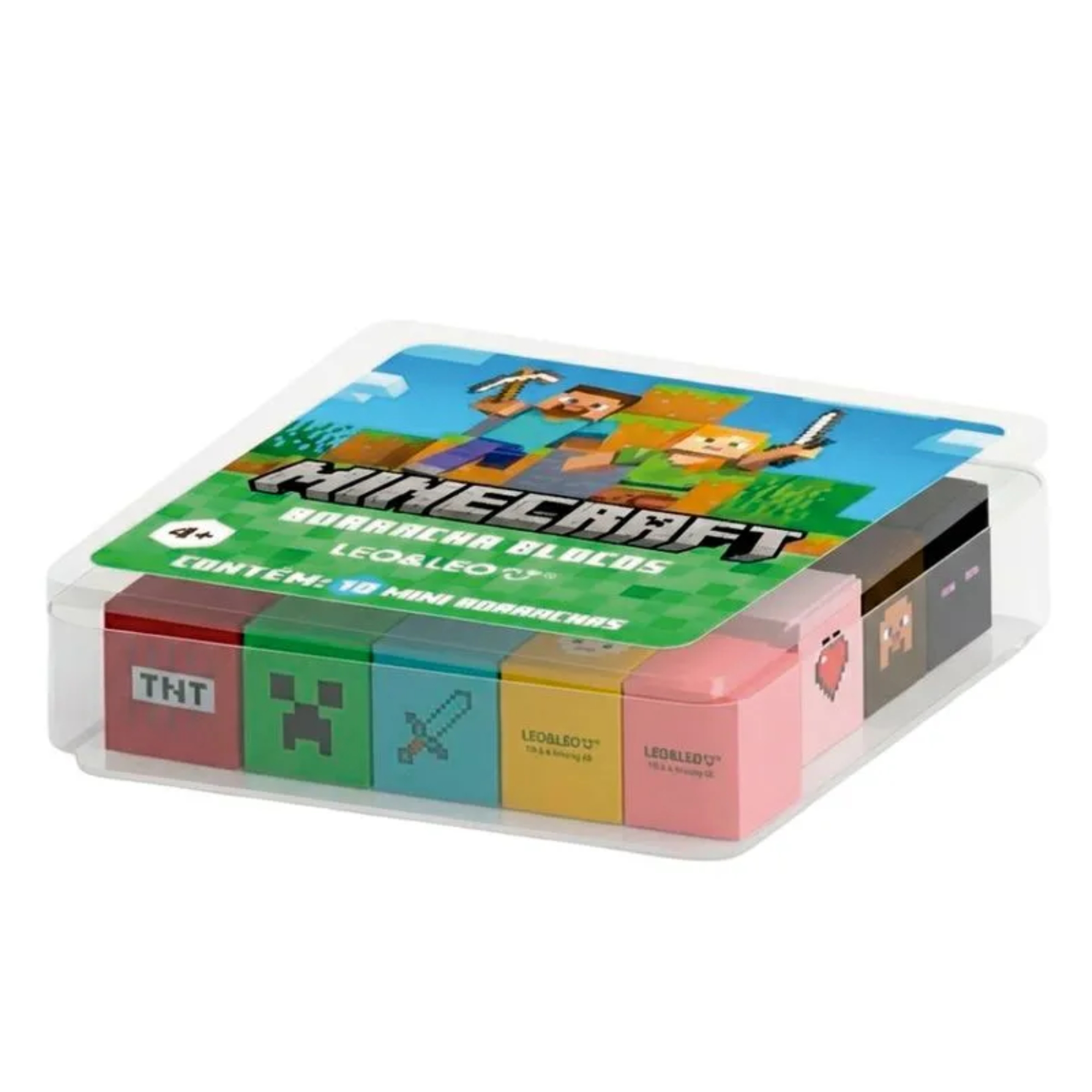 Borracha Mini Blocos Minecraft Display c/12 Leo&Leo Leonora - 10738