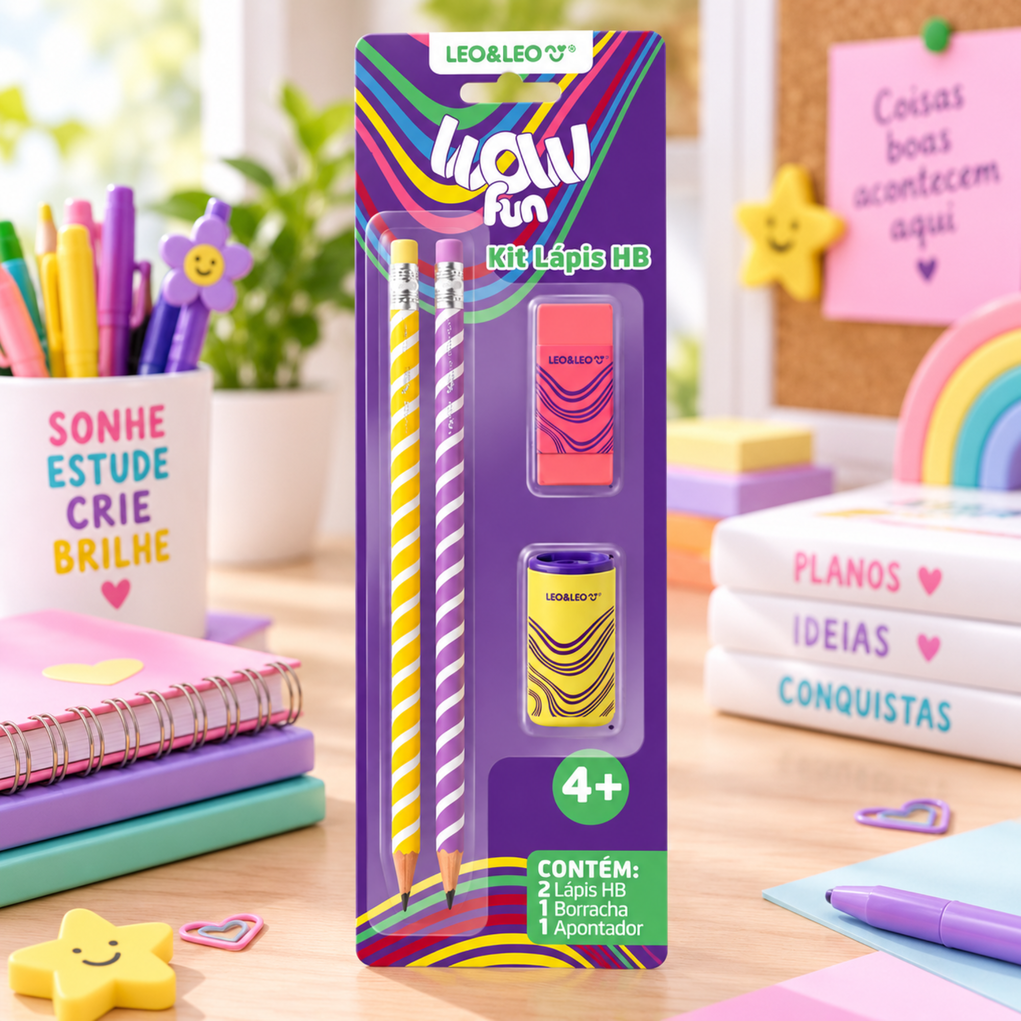 Kit Lápis Hb Wow Fun Caixa com 24 Blisters Leo&Leo Leonora - 10794