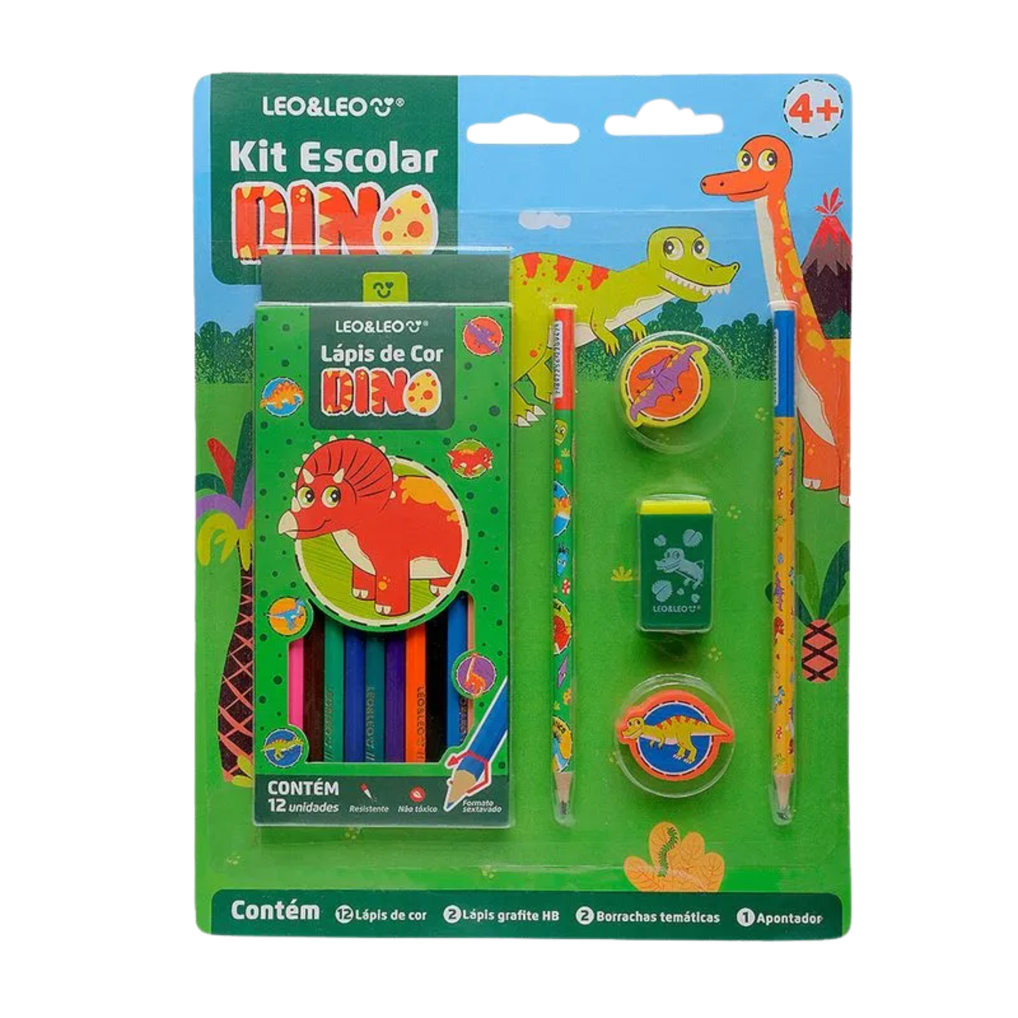 Kit Escolar Dino 17 Itens Caixa c/6 Kits Leo&Leo Leonora - 10815