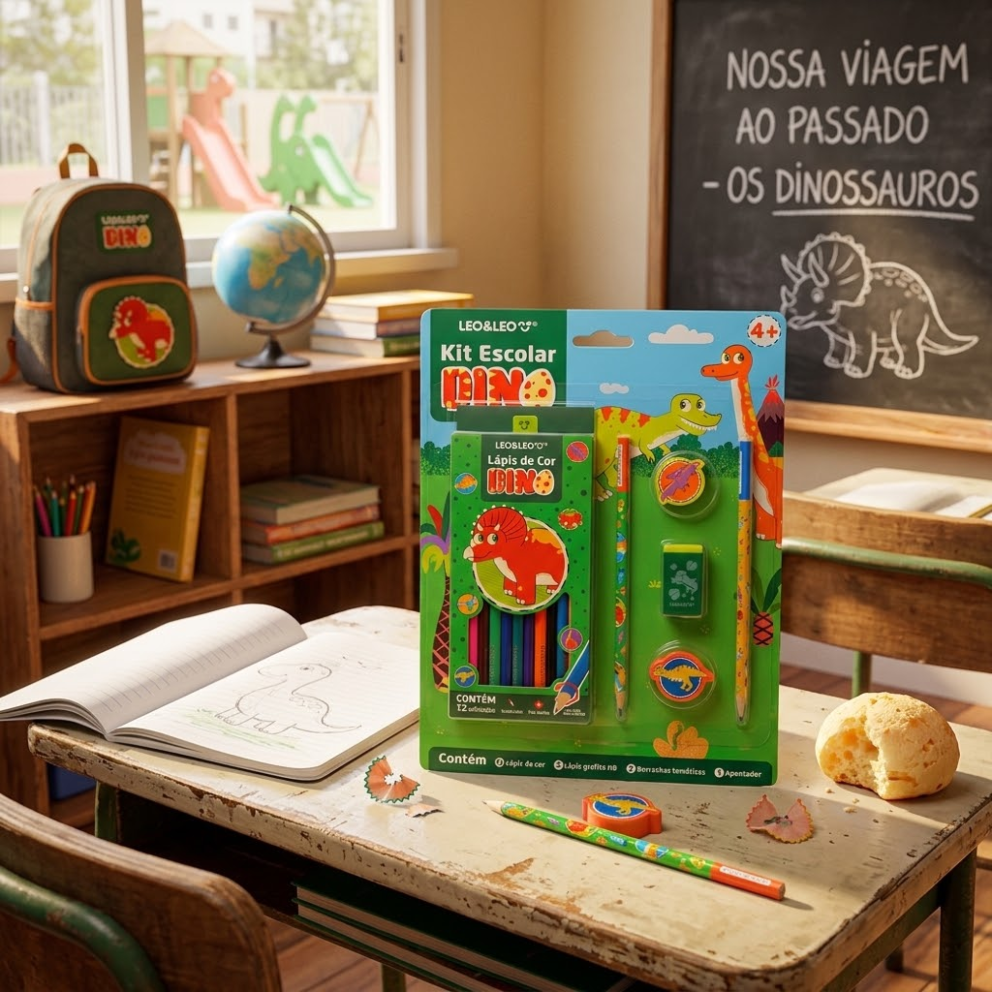 Kit Escolar Dino 17 Itens Caixa c/6 Kits Leo&Leo Leonora - 10815
