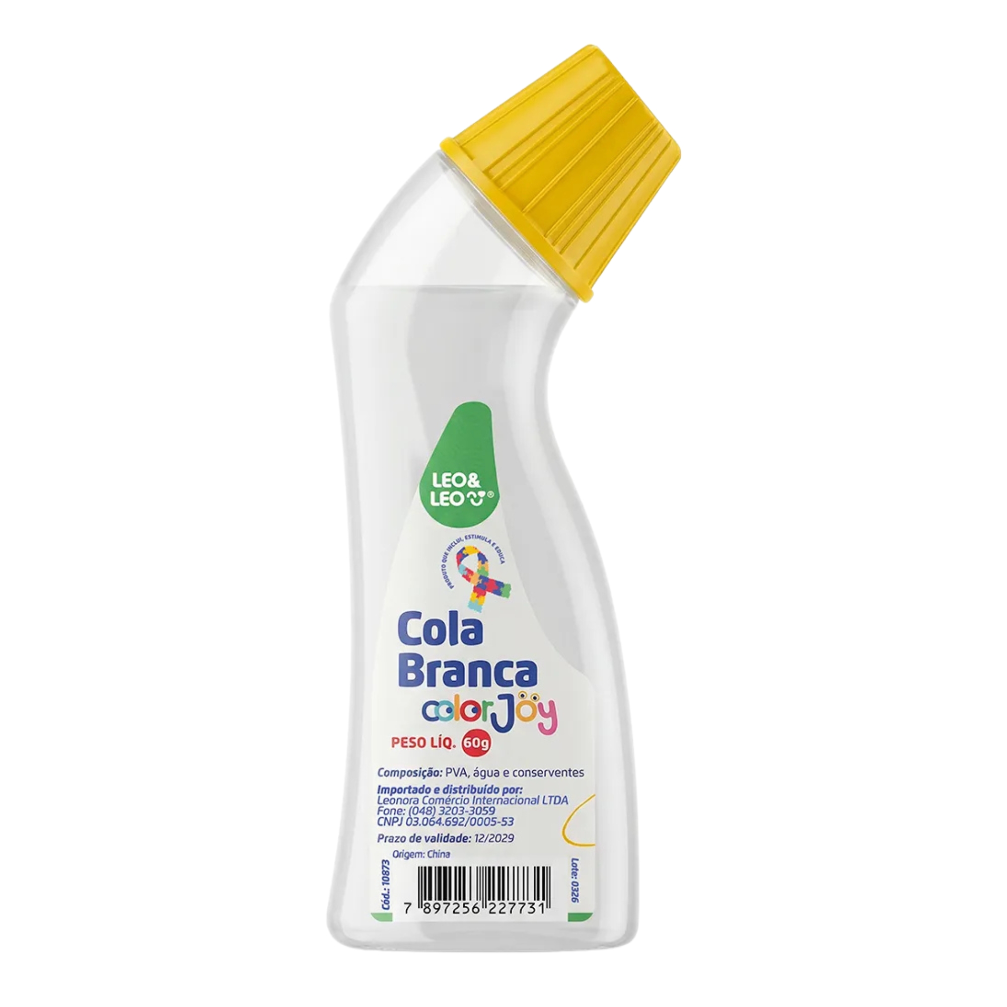 Cola Branca Escolar Liquida Ergonômica Color Joy 60g Display c/ 12 unidades Leo&Leo Leonora - 10873