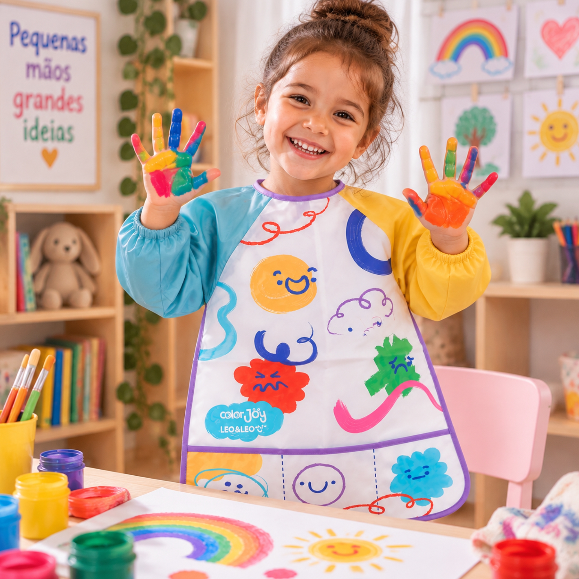 Avental Infantil c/ Bolso e Manga Comprida ColorJoy Leo&Leo Leonora - 10885