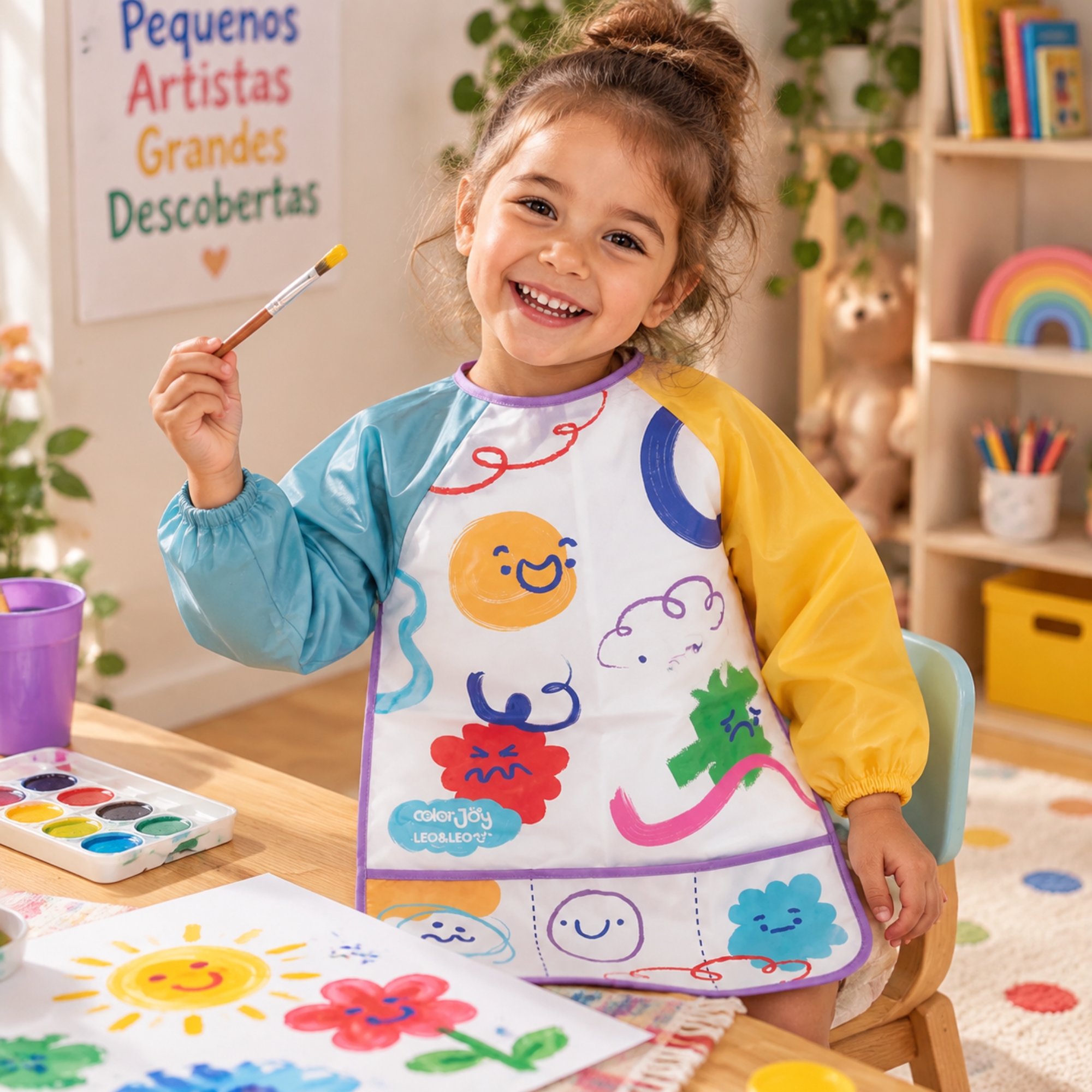 Avental Infantil c/ Bolso e Manga Comprida ColorJoy Leo&Leo Leonora - 10885
