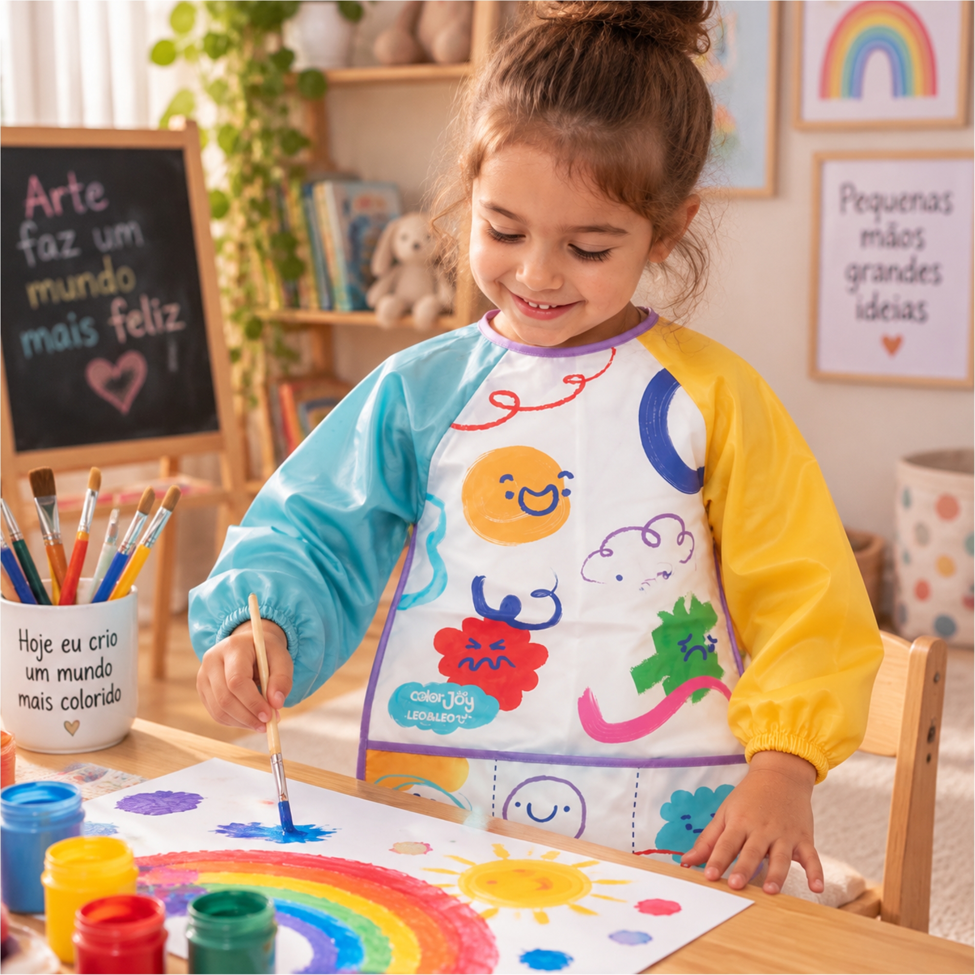 Avental Infantil c/ Bolso e Manga Comprida ColorJoy Leo&Leo Leonora - 10885