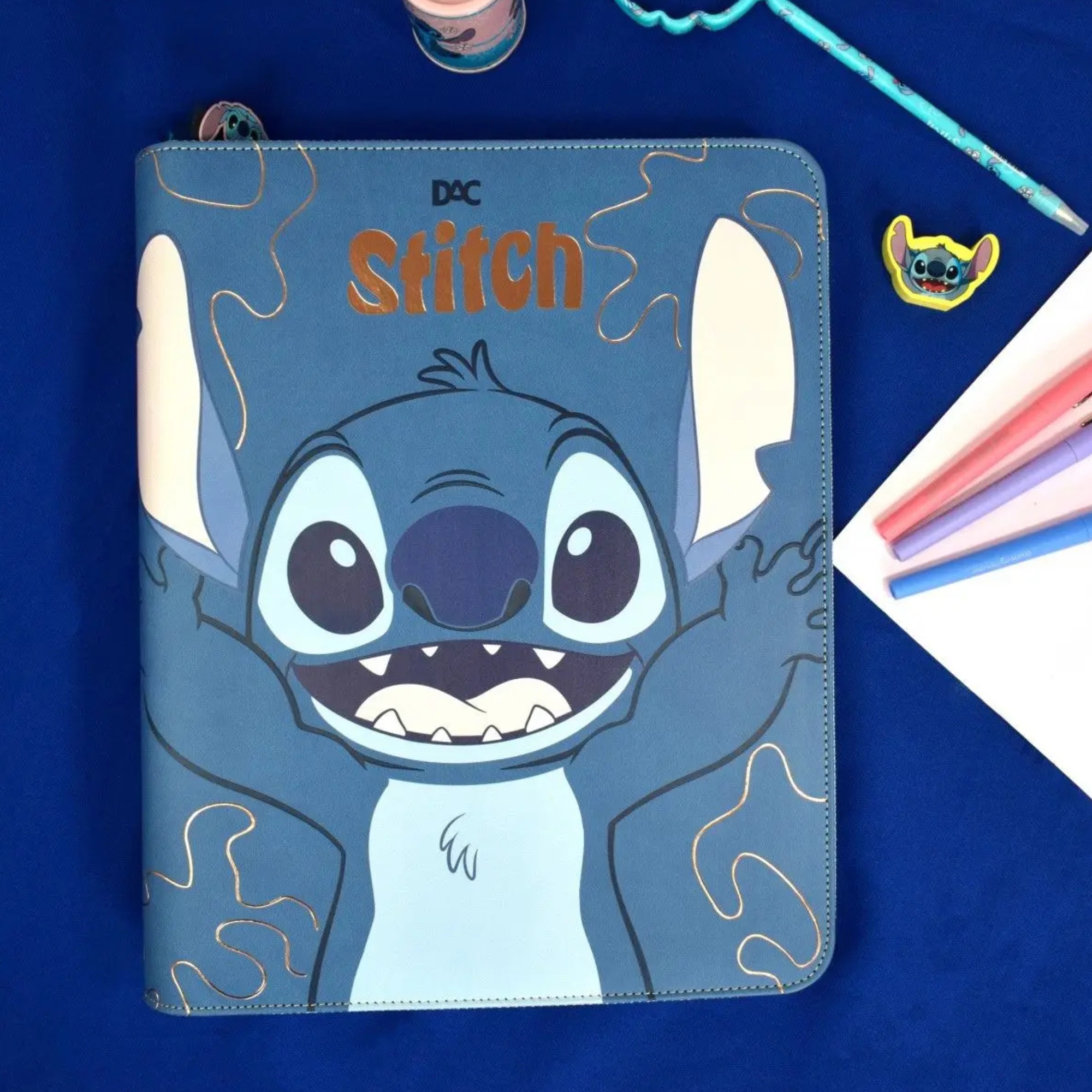 Caderno Argolado Universitário Stitch Disney 4 Argolas Papelaria Criativa DAC - 4827
