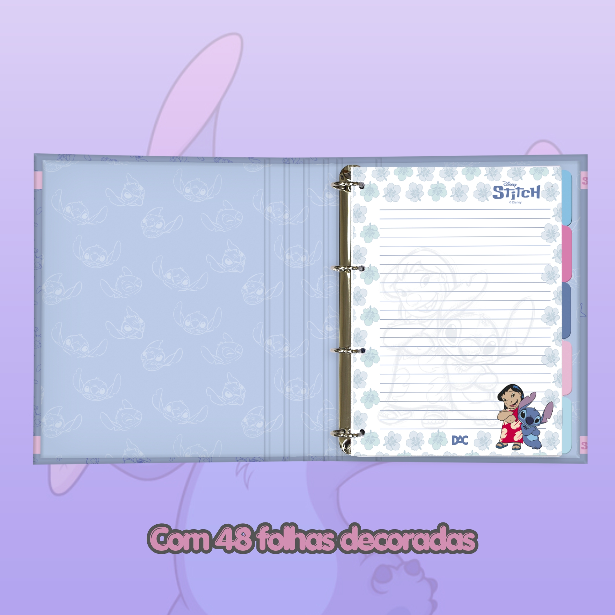 Caderno Argolado Universitário c/ 48 Folhas Decoradas DAC - 5958