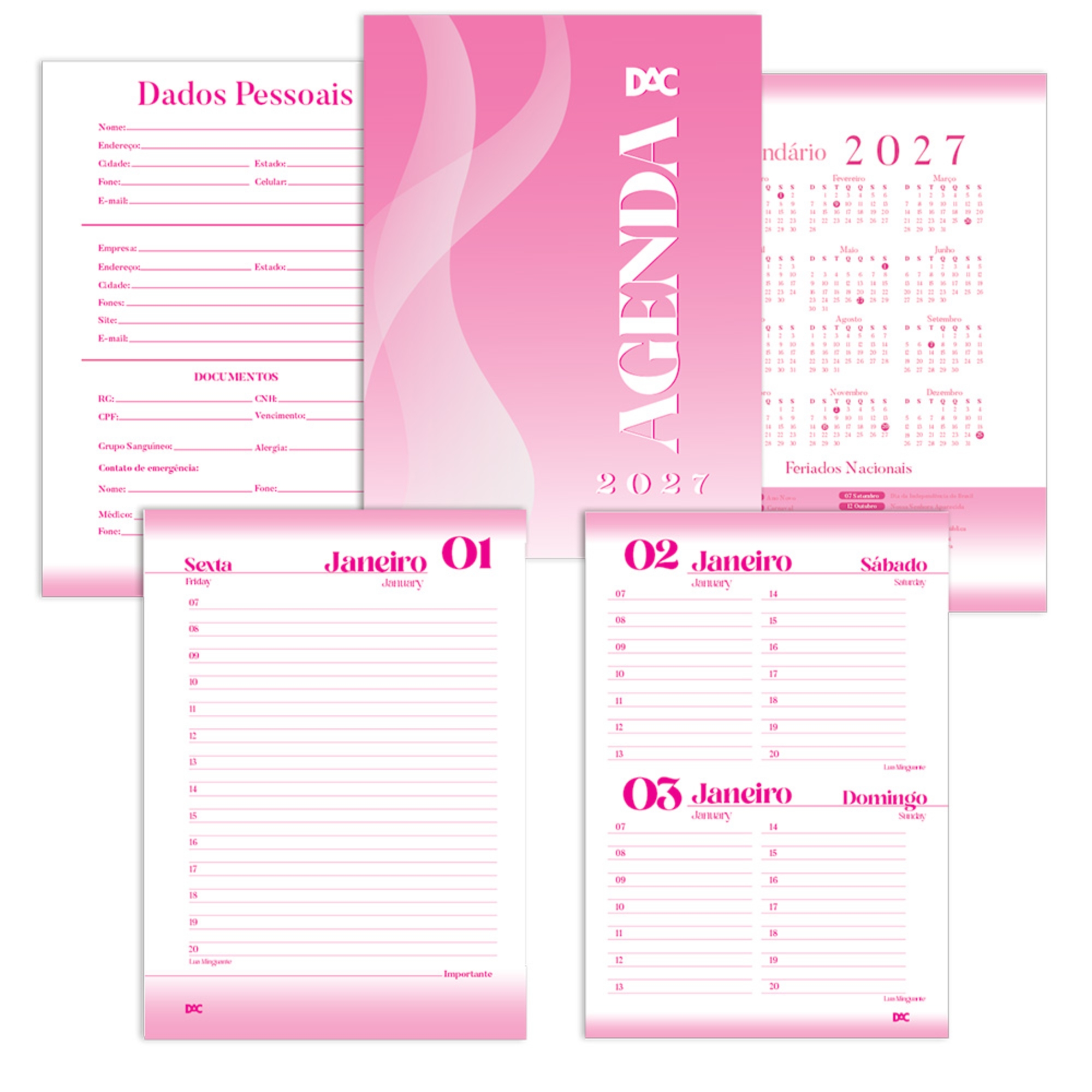 Agenda Grande Stitch 2027 A5 Capa Almofadada DAC - 5681