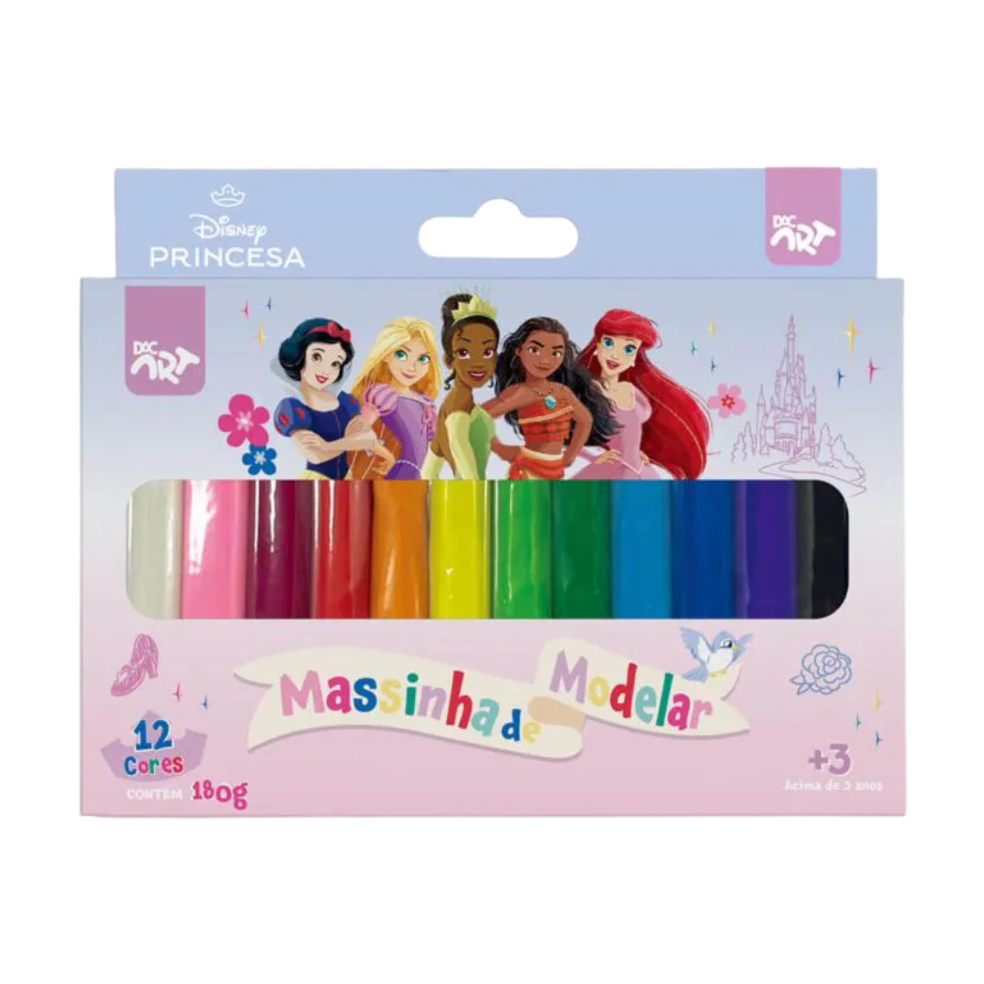 Massinha de Modelar 12 Cores Disney Princesas (Pacote c/ 10 caixas) DAC - 4697