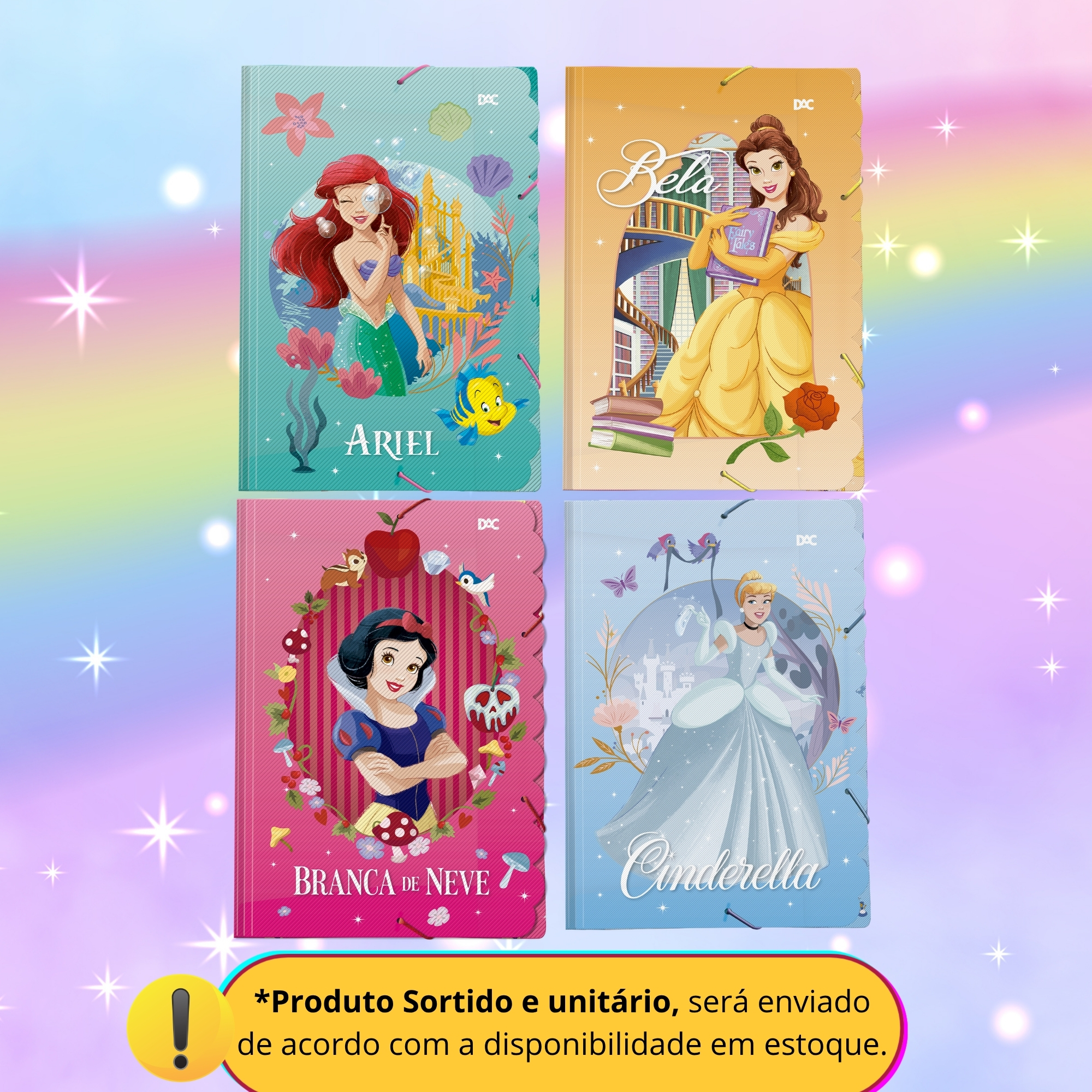 Pasta Aba Elástica Princesas Disney Sortida e Unitária DAC - 5774