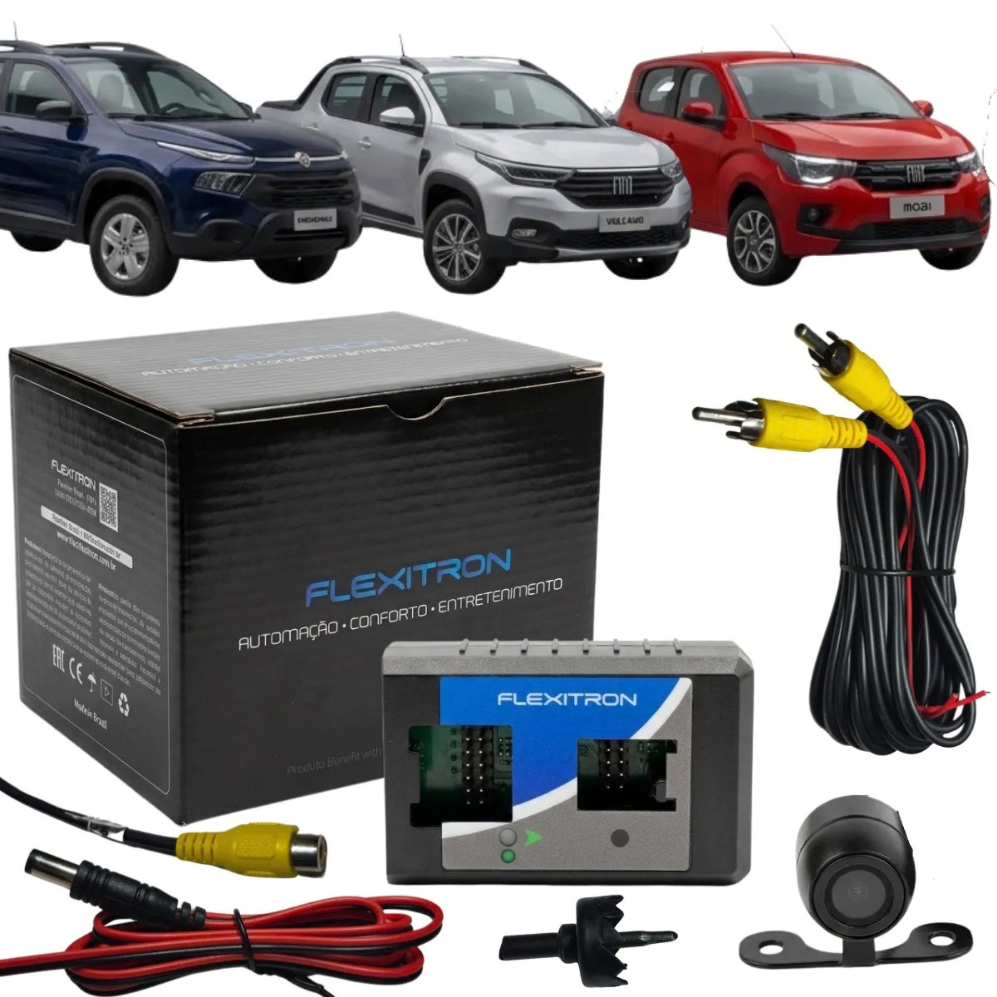 Interface p/ Câmera de Ré c/ Câmera Borboleta Mobi/Strada/Toro 2026 Flexitron - FIC FI-17 60801589