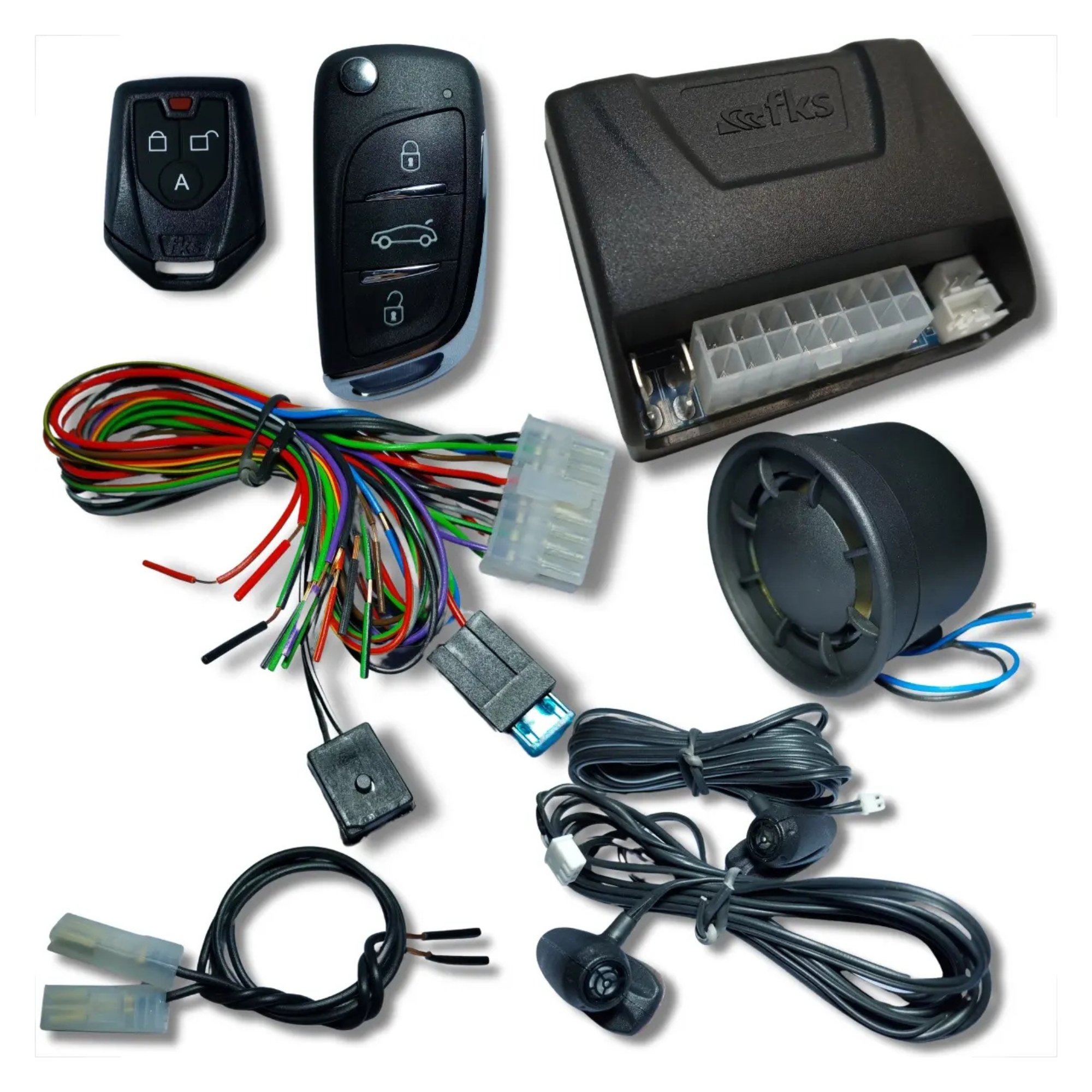 Alarme Universal Sem Bloqueio c/ Chicotes e Sirene FK902 SB CR941/CR910 FKS - 30800447