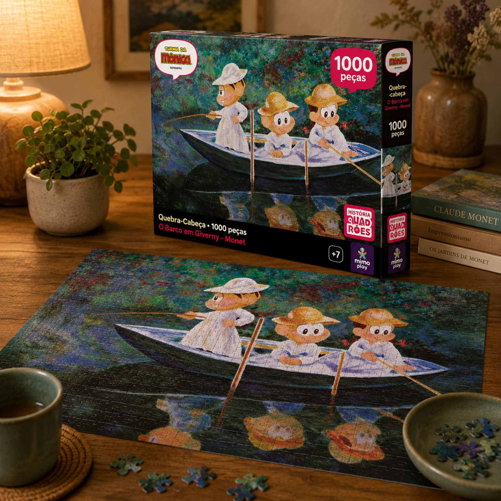Kit Quebra-cabeças Turma Da Mônica O Jardim E O Barco De Monet - Mimo Toys