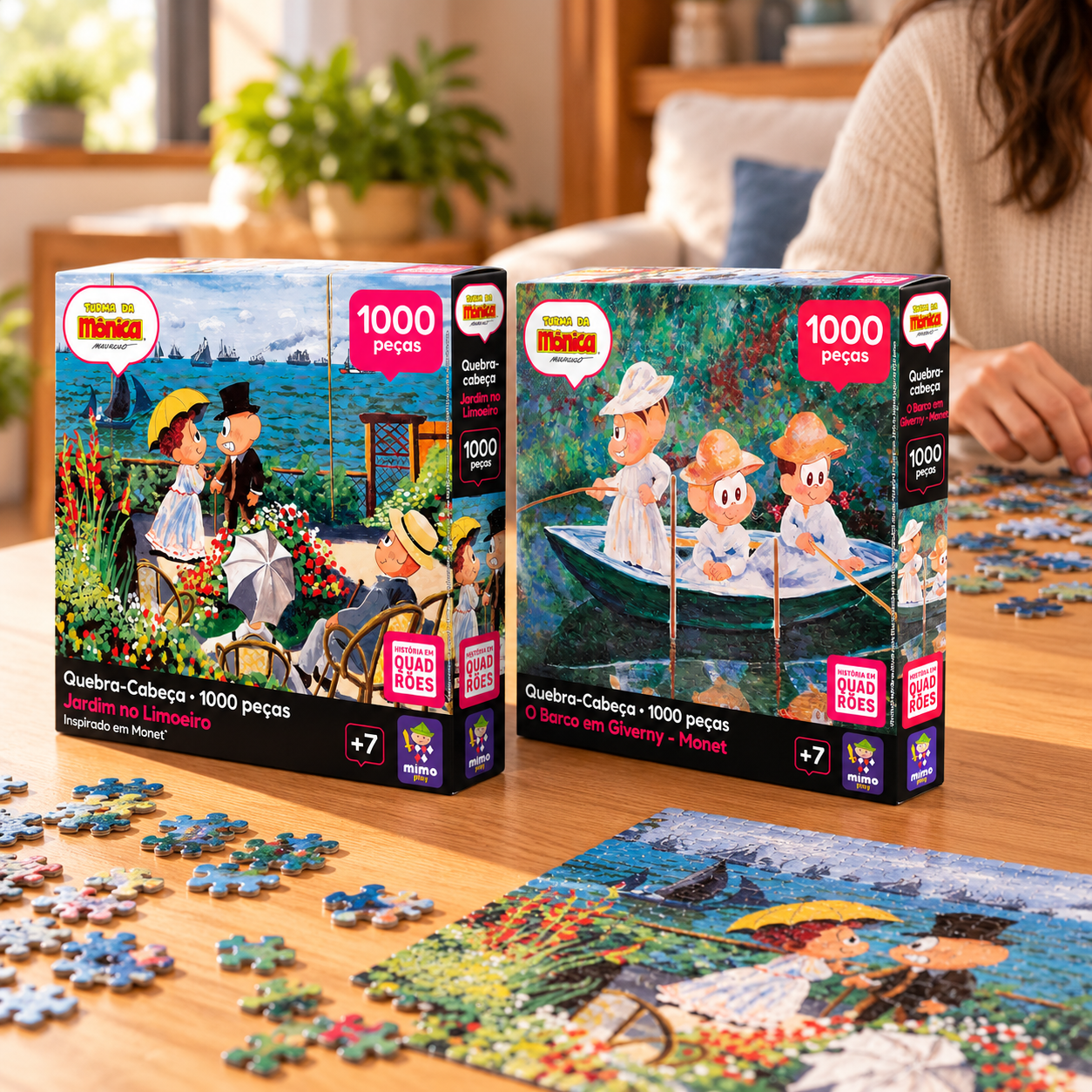 Kit Quebra-cabeças Turma Da Mônica O Jardim E O Barco De Monet - Mimo Toys