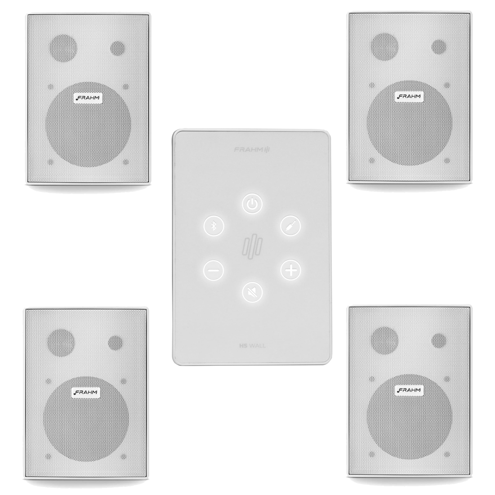 Kit Som Ambiente para Cozinha até 50m² com Amplificador Hs Wall + 4 Caixas PS200 Branca