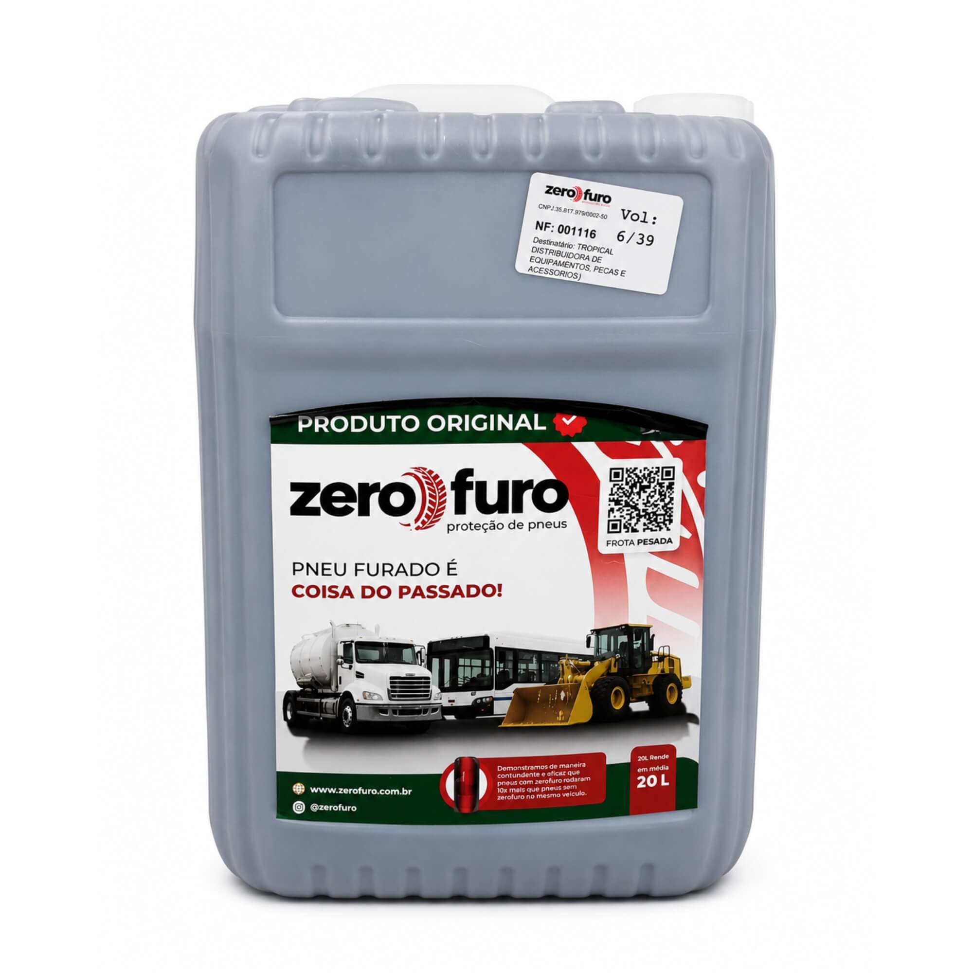 Kit Galão Selante para Pneu 20L (Frota Pesada) e Bomba de Aplicação Zero Furo
