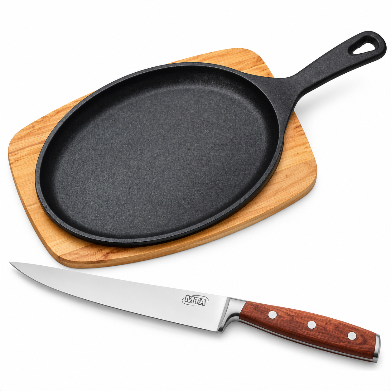 Kit Tábua de Madeira Tramontina + Faca Churrasco Profissional 8" Monobloco