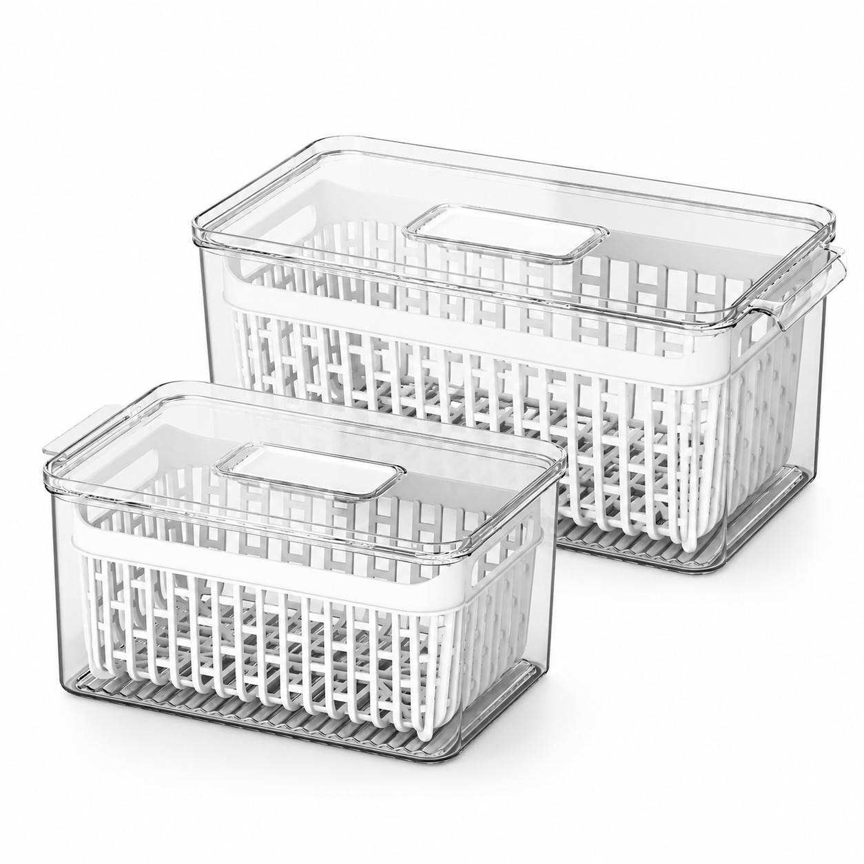 Kit 2 Organizadores de Geladeira Coza Dry Cristal 3,2L e 6L Brinox