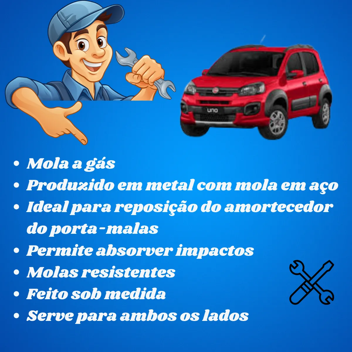 Par Amortecedor Porta Malas Novo Uno Vivace Way 2010 A 2023 Tech One - PW-E-3113