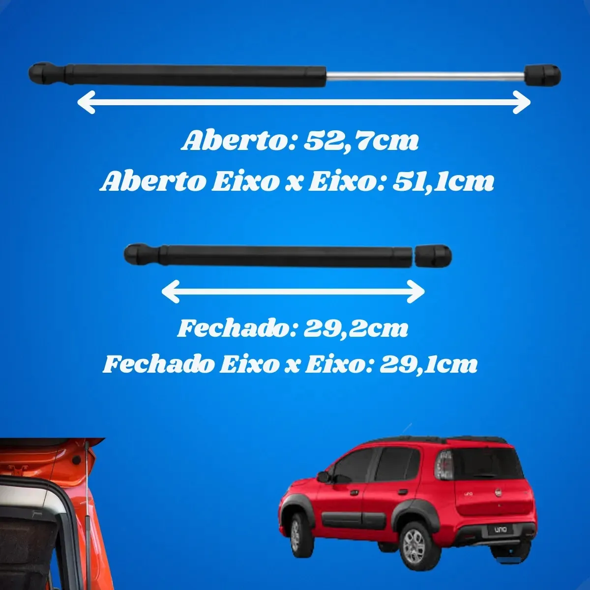 Par Amortecedor Porta Malas Novo Uno Vivace Way 2010 A 2023 Tech One - PW-E-3113