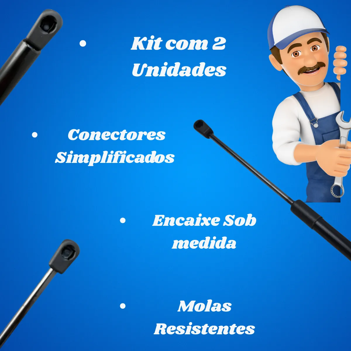 Par Amortecedor Porta Malas Novo Uno Vivace Way 2010 A 2023 Tech One - PW-E-3113
