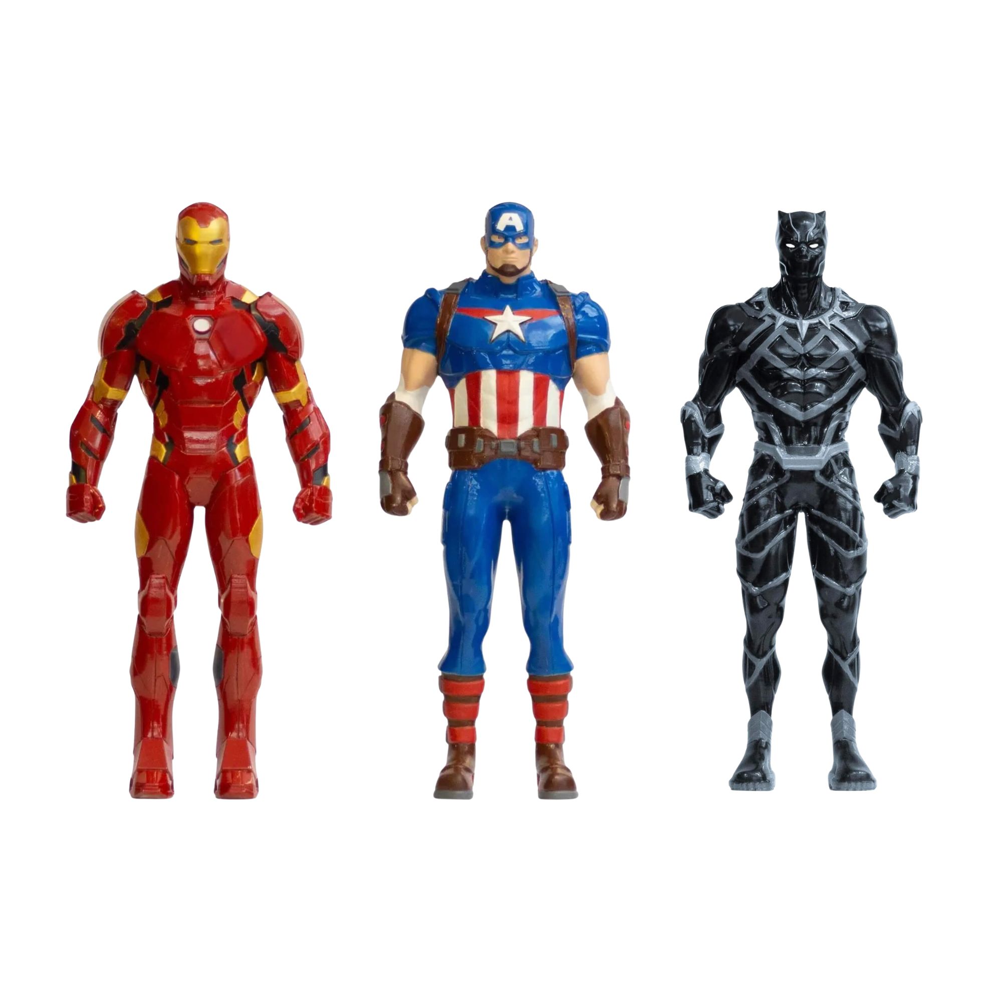 Kit Bonecos Marvel Extreme 45cm Homem de Ferro Capitão América e Pantera Negra Guerra Civil