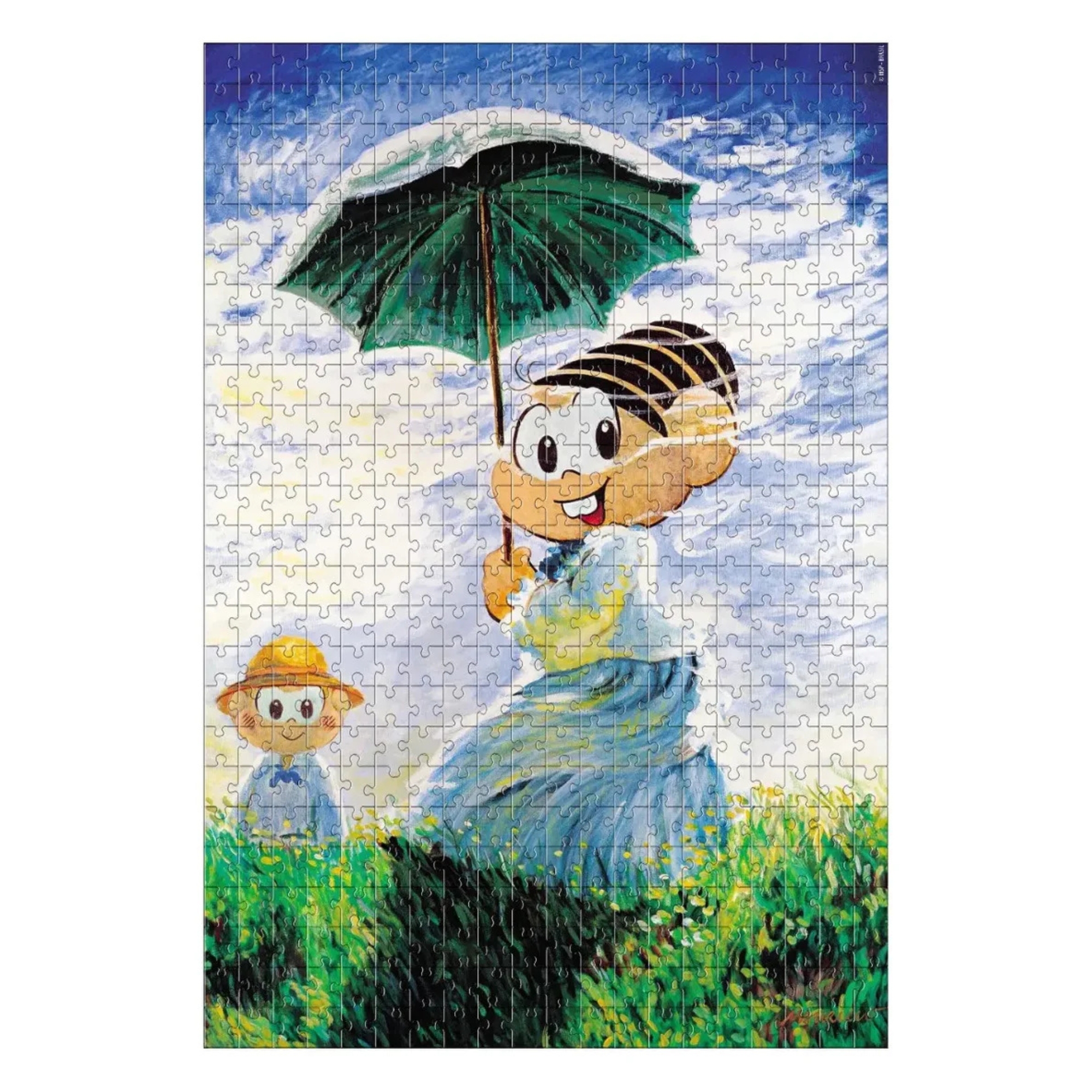 Kit Quebra-cabeças Turma da Mônica 500 Peças O Passeio Monet + As Meninas Renoir + Mona Lisa