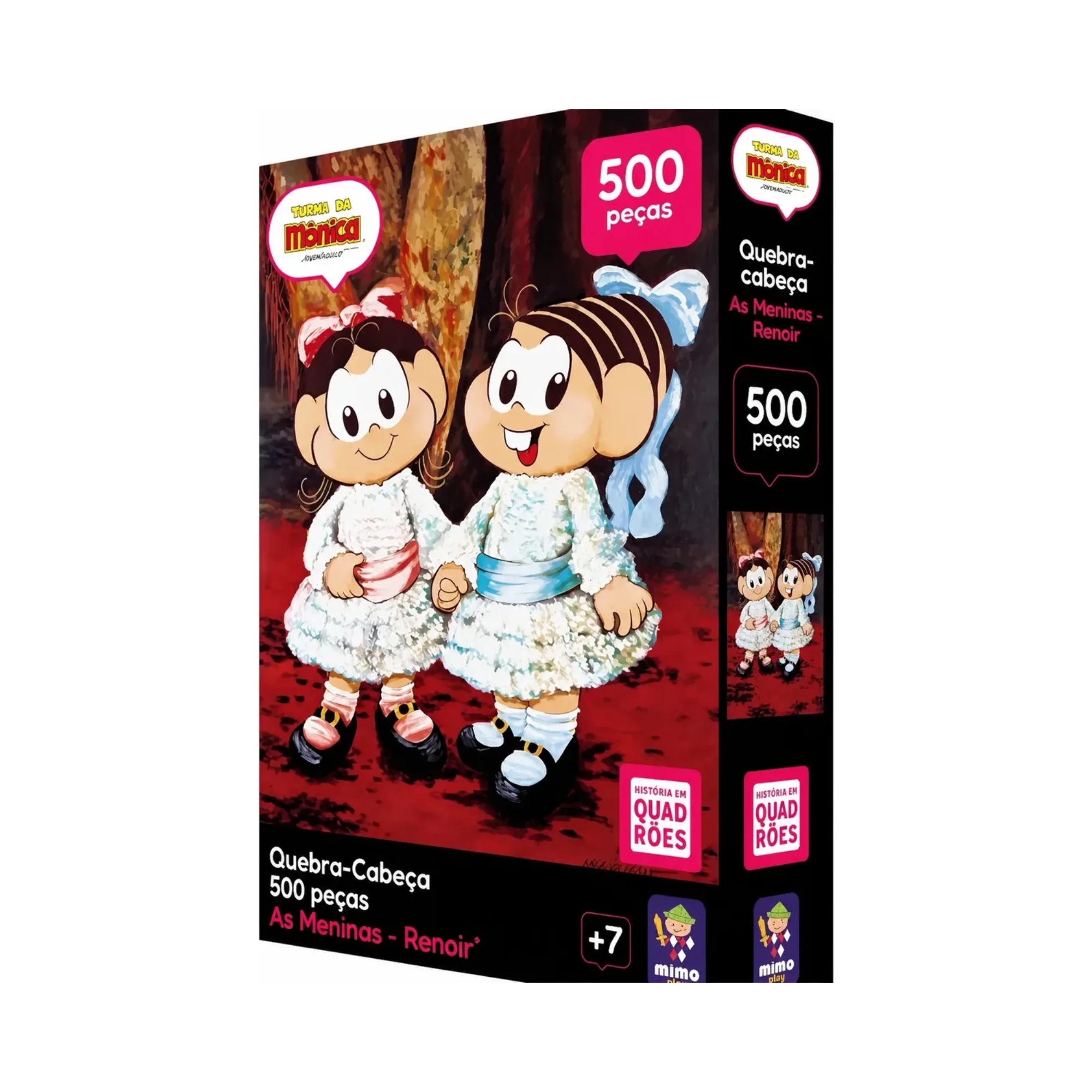 Kit Quebra-cabeças Turma da Mônica 500 Peças O Passeio Monet + As Meninas Renoir + Mona Lisa