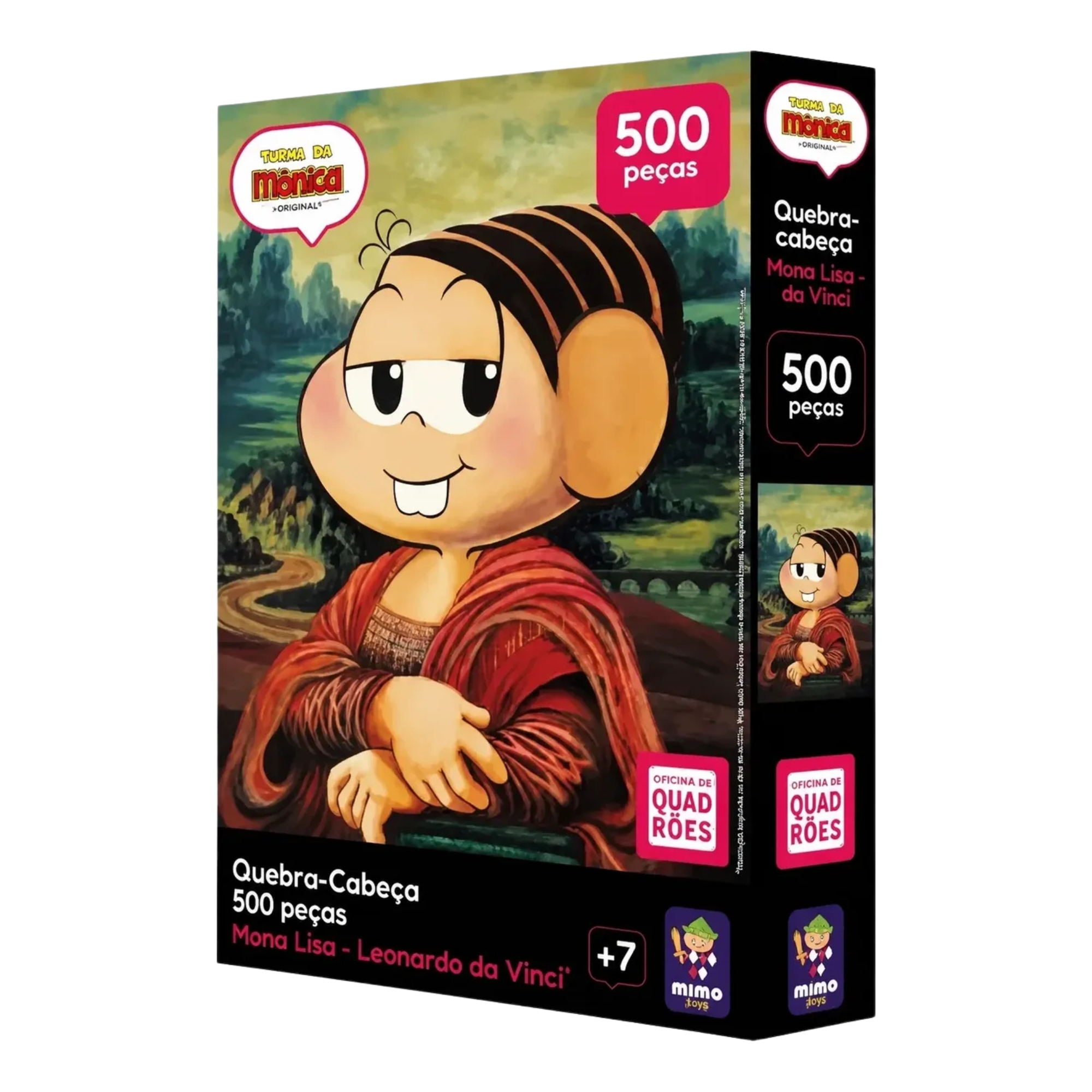 Kit Quebra-cabeças Turma da Mônica 500 Peças O Passeio Monet + As Meninas Renoir + Mona Lisa