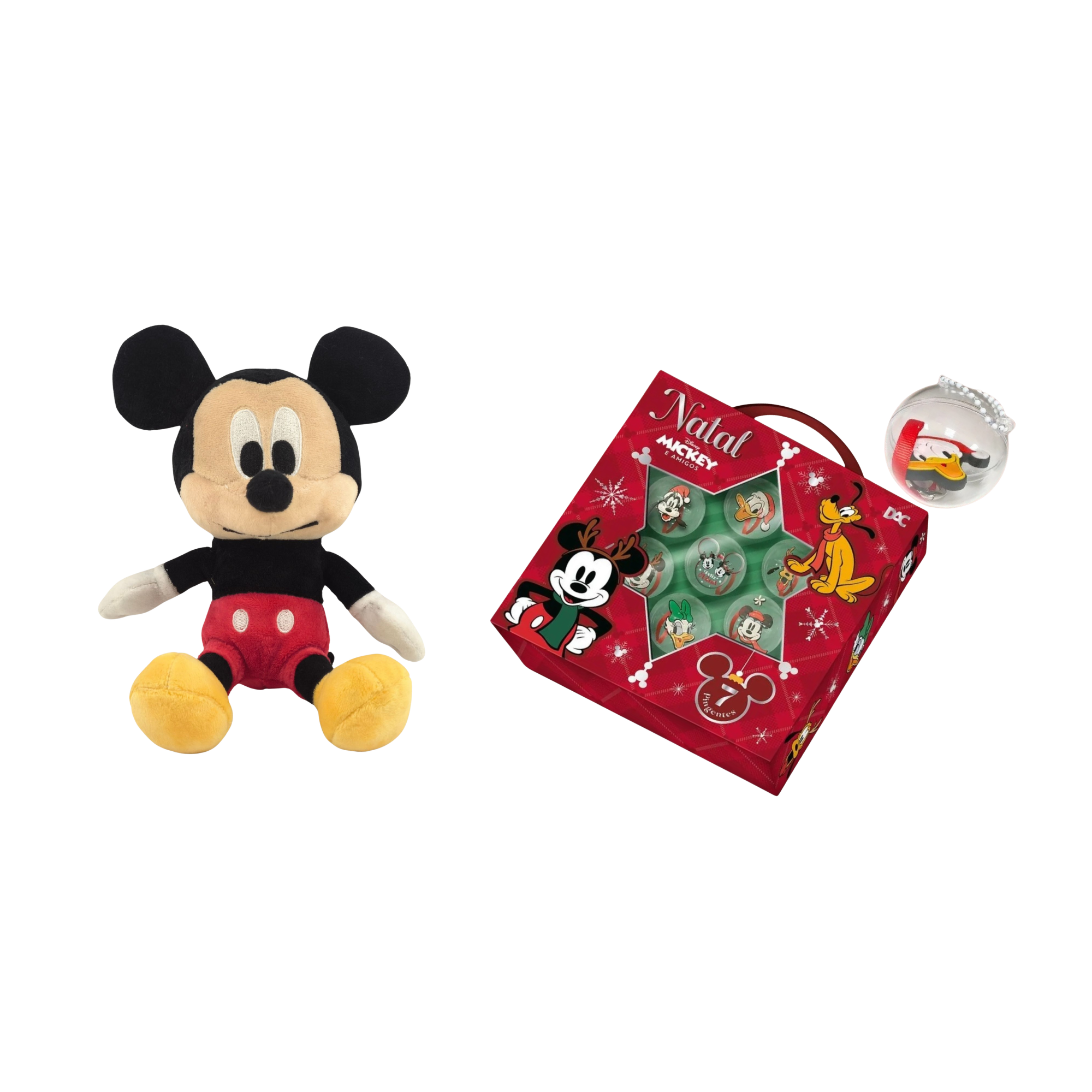 Kit Natal Disney Mickey e  Enfeites - Bolinhas e Pelúcia