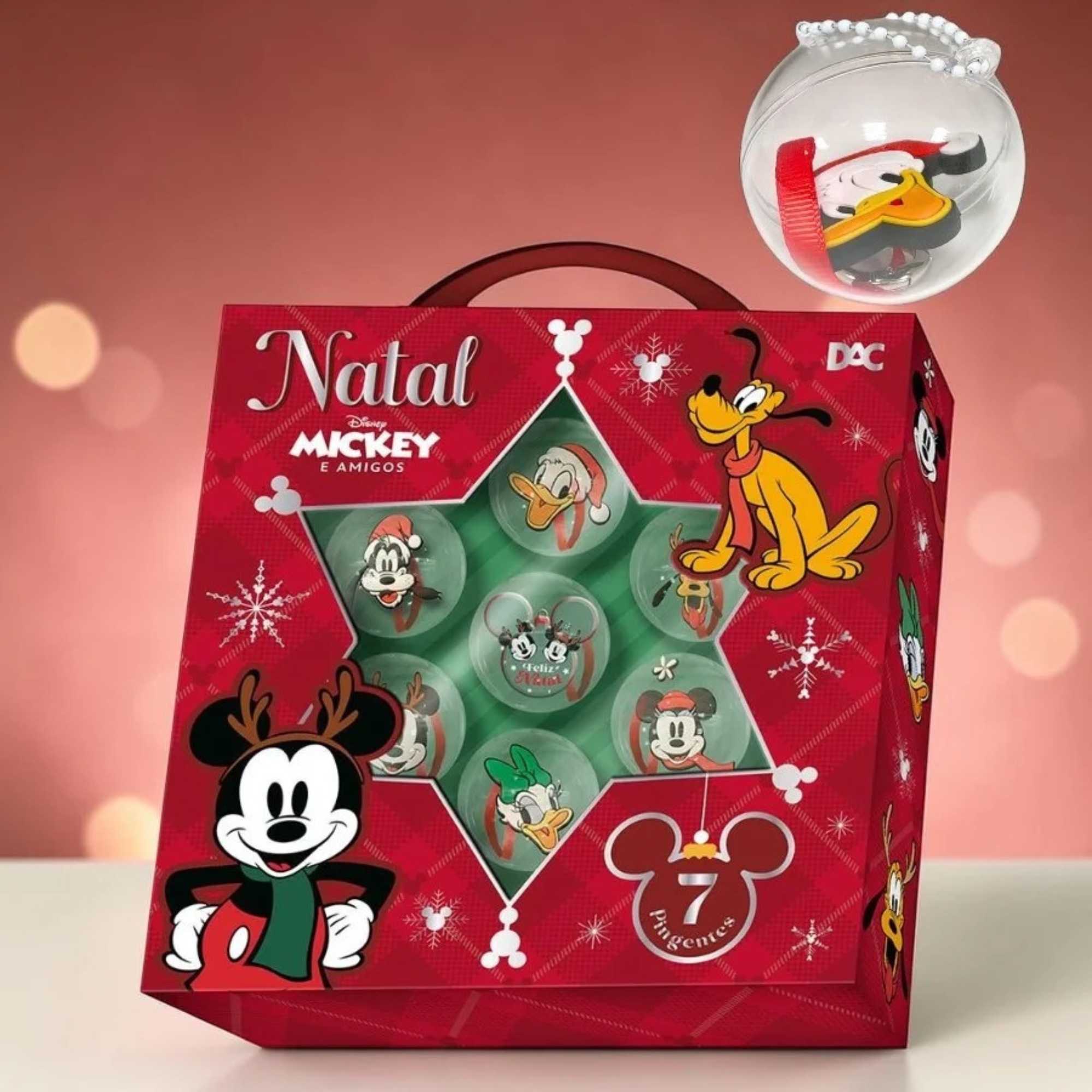 Kit Natal Disney Mickey e  Enfeites - Bolinhas e Pelúcia