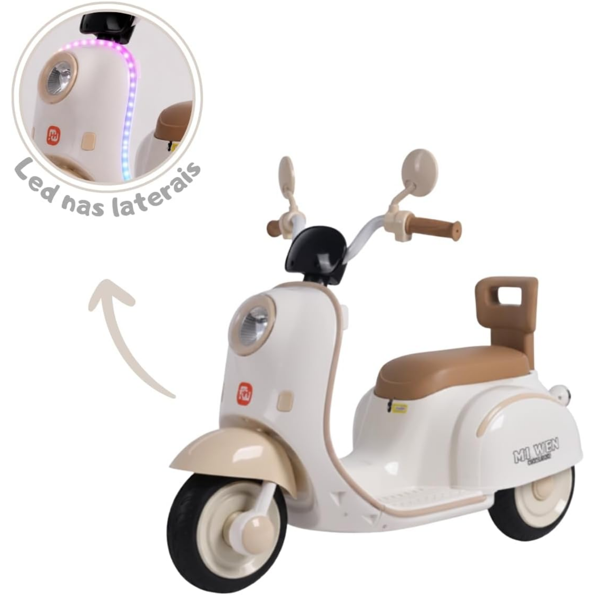 Mini Moto Elétrica Scooter Infantil 6V Bege CE26171 Zippy Toys - 16248